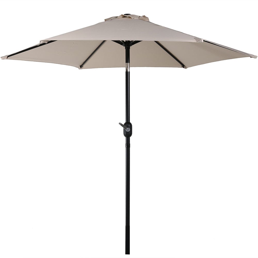 Sunnydaze Decor 7.5-ft Beige Push-button Tilt Market Patio Umbrella in ...