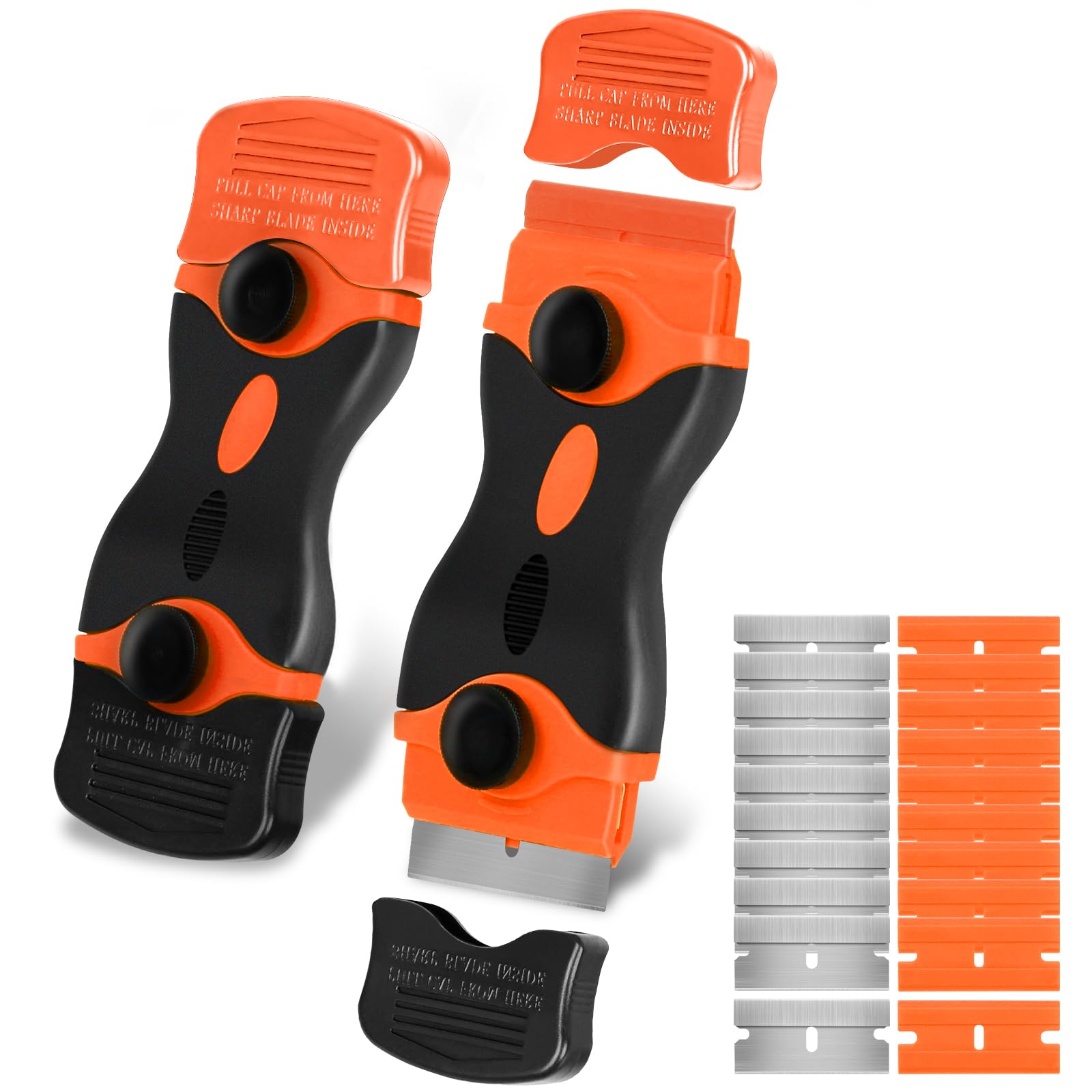 AOIZGMY  Razor Blade Scraper 2Pcs Razor Scraper Set with 20Pcs Razor Blades Scraper Tool for Removing Labels Decals Stickers Paint Caulk Adhesive