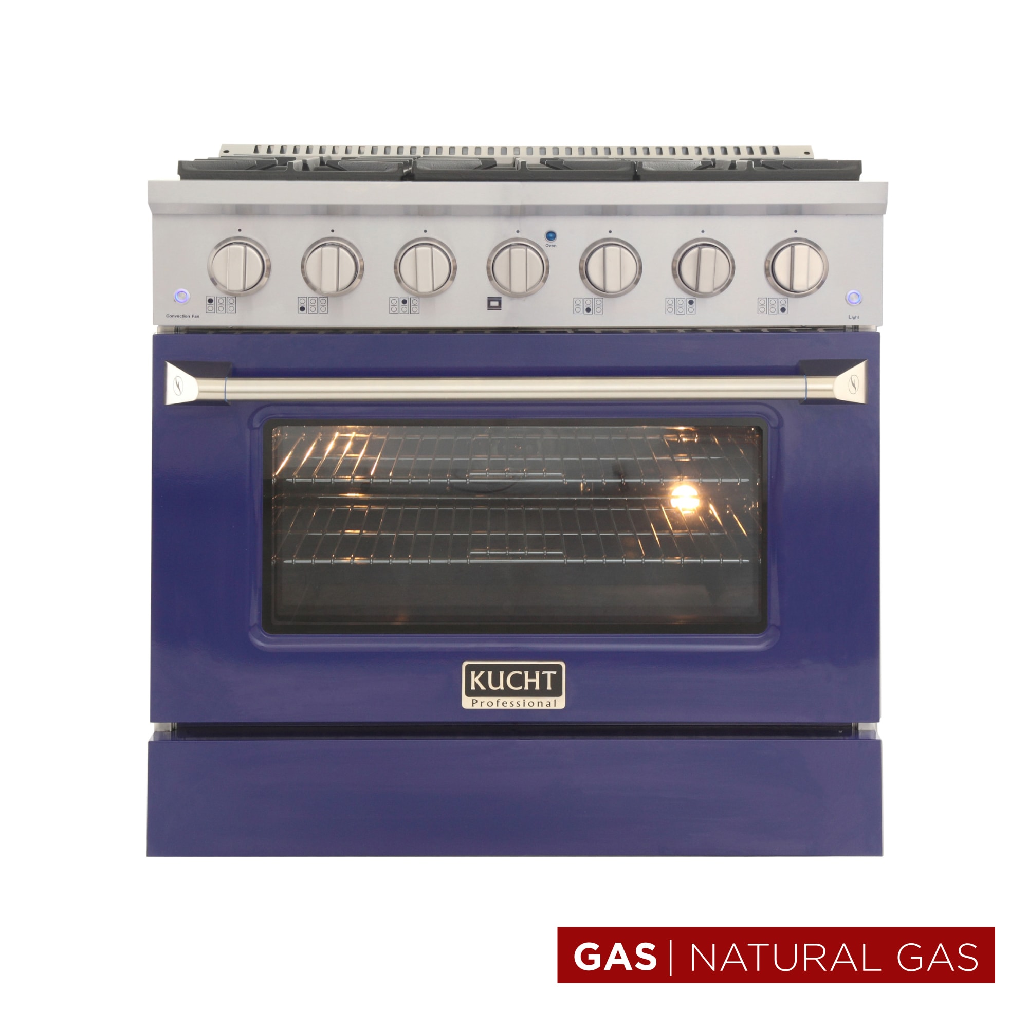 Kucht KNG361-B Professional KNG 36-in 6 burners 5.2-cu ft Convection Oven Freestanding Natural Gas Range ( Blue )