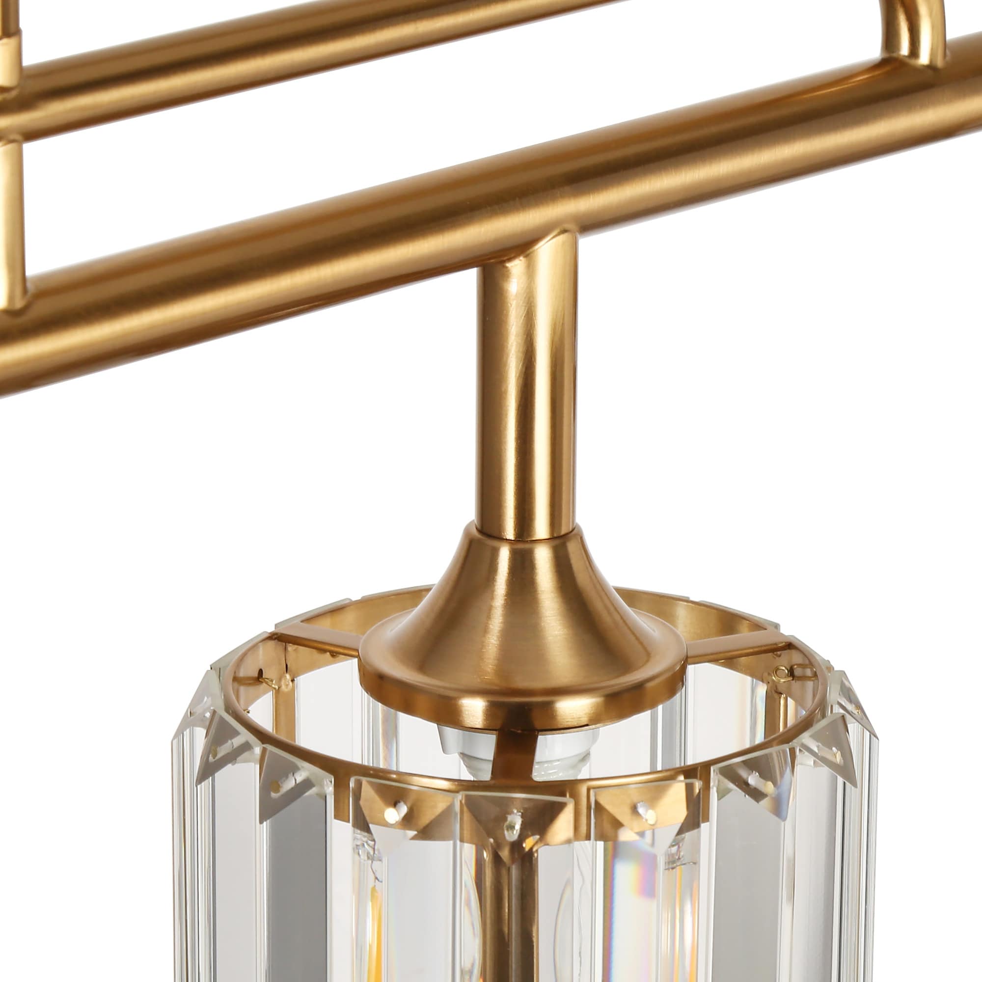 Oversized Brass and Crystal 47" Linear Island Chandelier