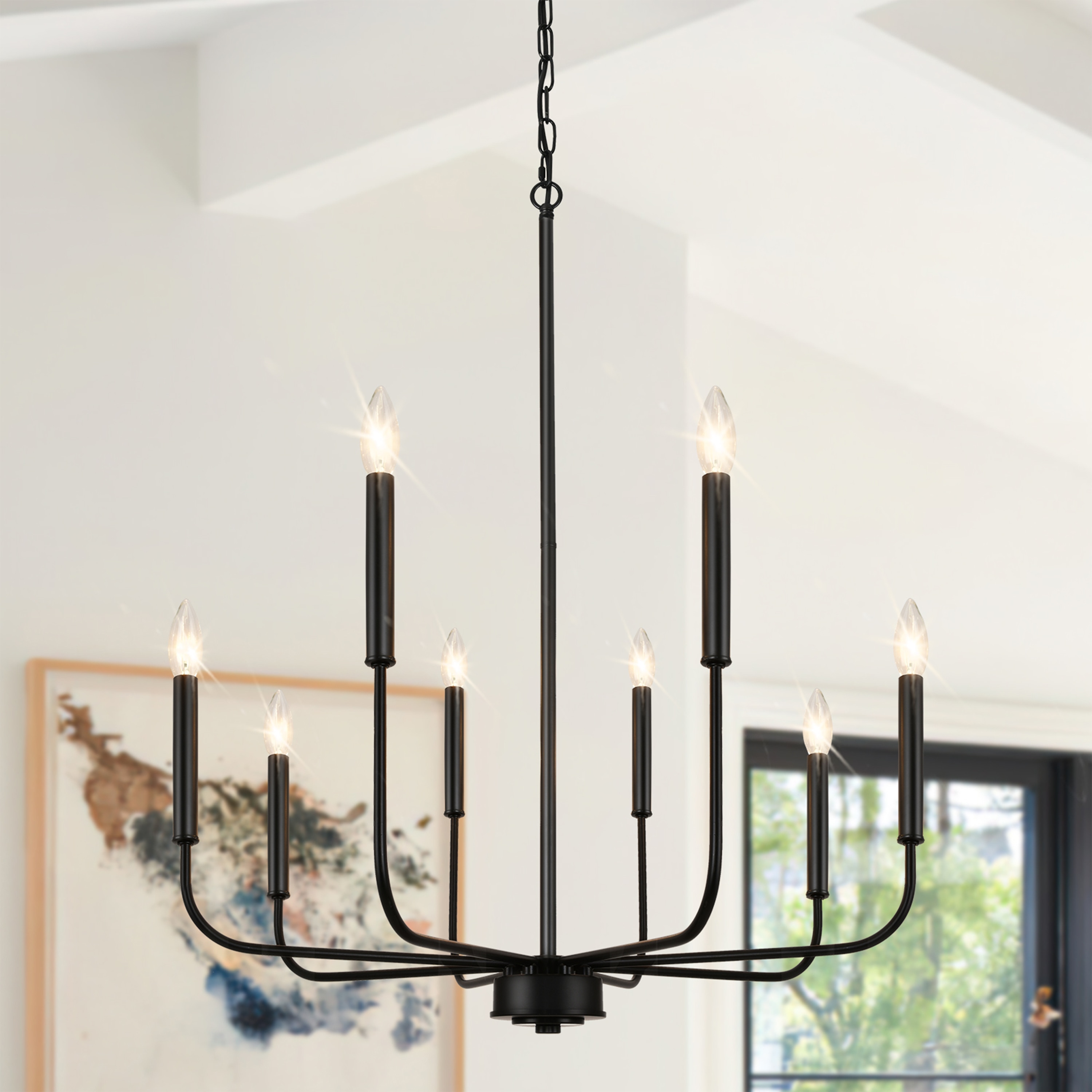 GoYeel ZP034BL08 8 -Light Matte Black Modern/contemporary For Use in Bedrooms, Dining Rooms, Foyers, Kitchens, Living Rooms Chandelier