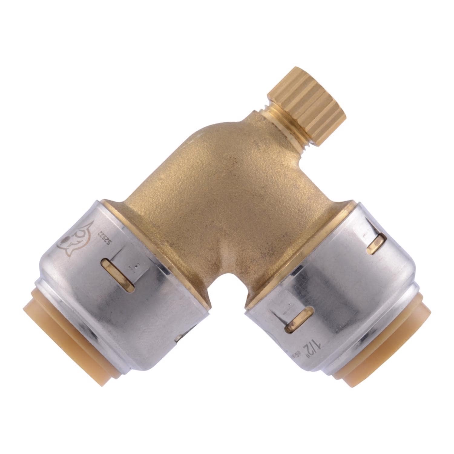 SharkBite -  1/2 in. Push to Connect X 1/2 in. D Brass 90 Degree Elbow with Drain