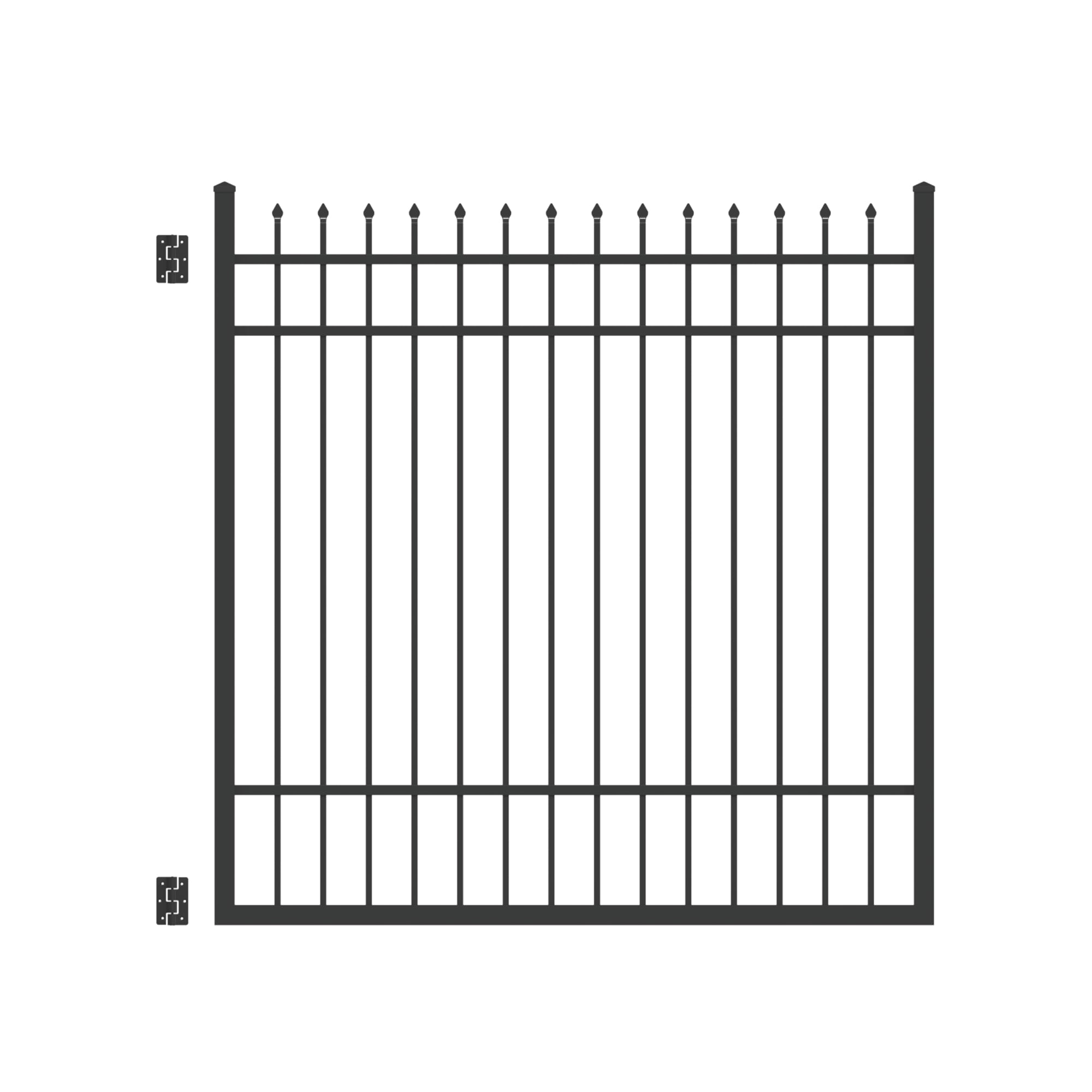 Freedom 73015040 Providence 6-ft H x 6-ft W Black Aluminum Decorative Walk-thru Spaced picket Fence gate