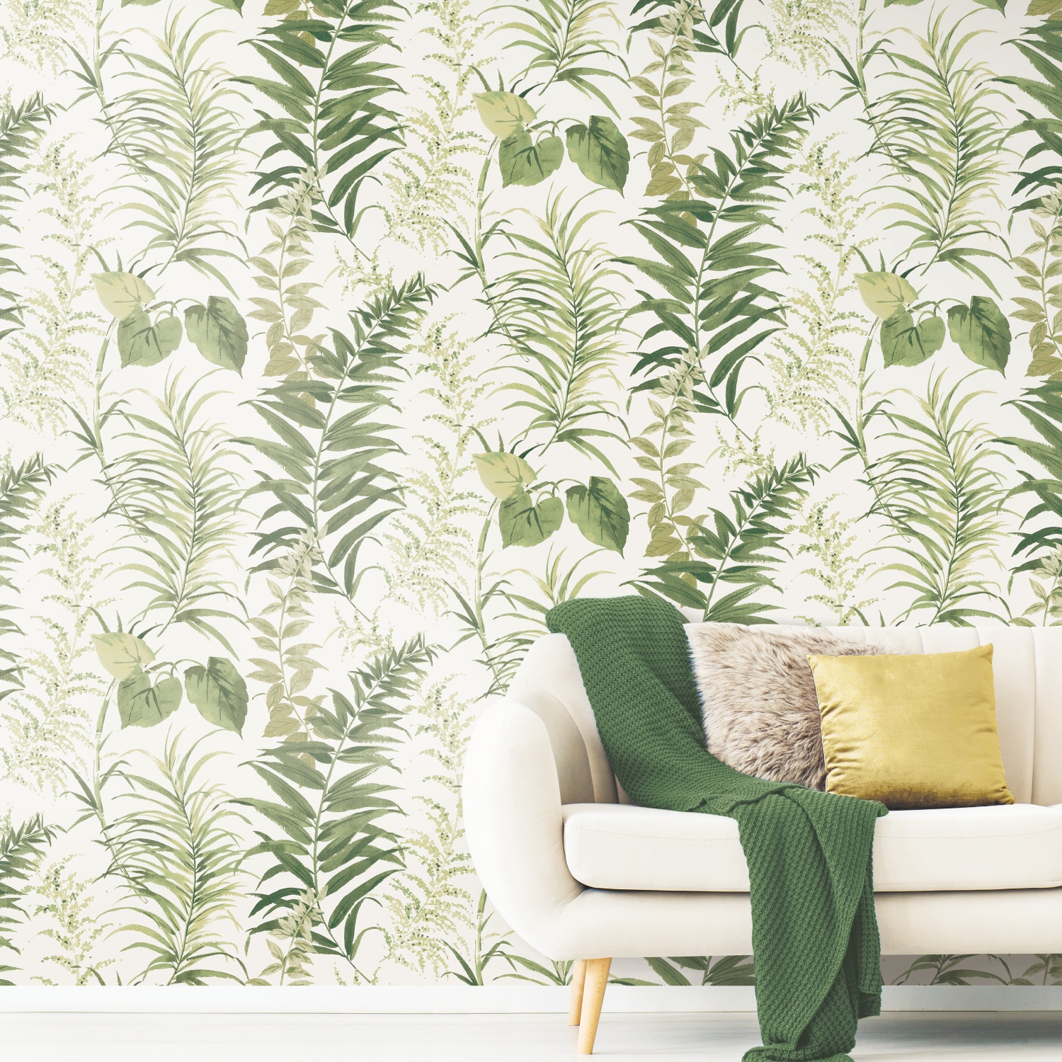 Green Fern Forest Peel and Stick Vinyl Wallpaper Mural