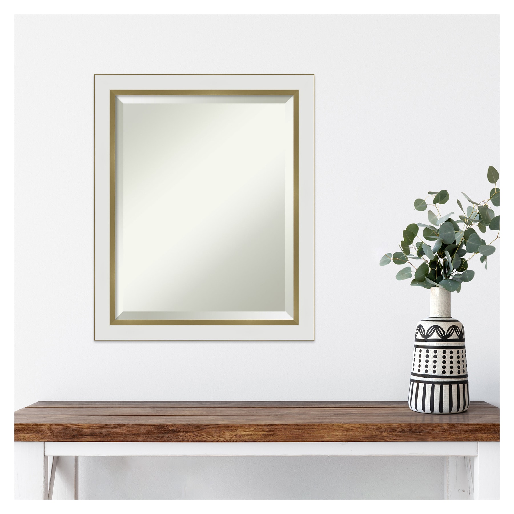 Eva White and Gold Rectangular Wall Mirror
