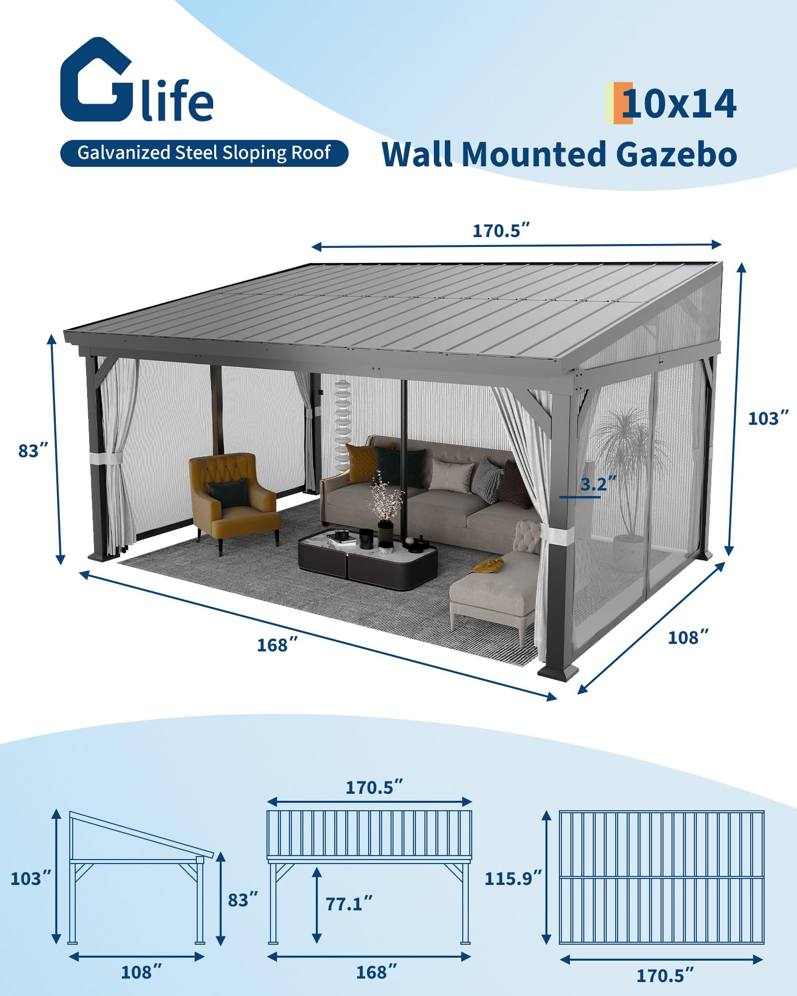 GarveeLife YXY01N5M7P9R1T3 Wood-Resin-Gazebos - View #5