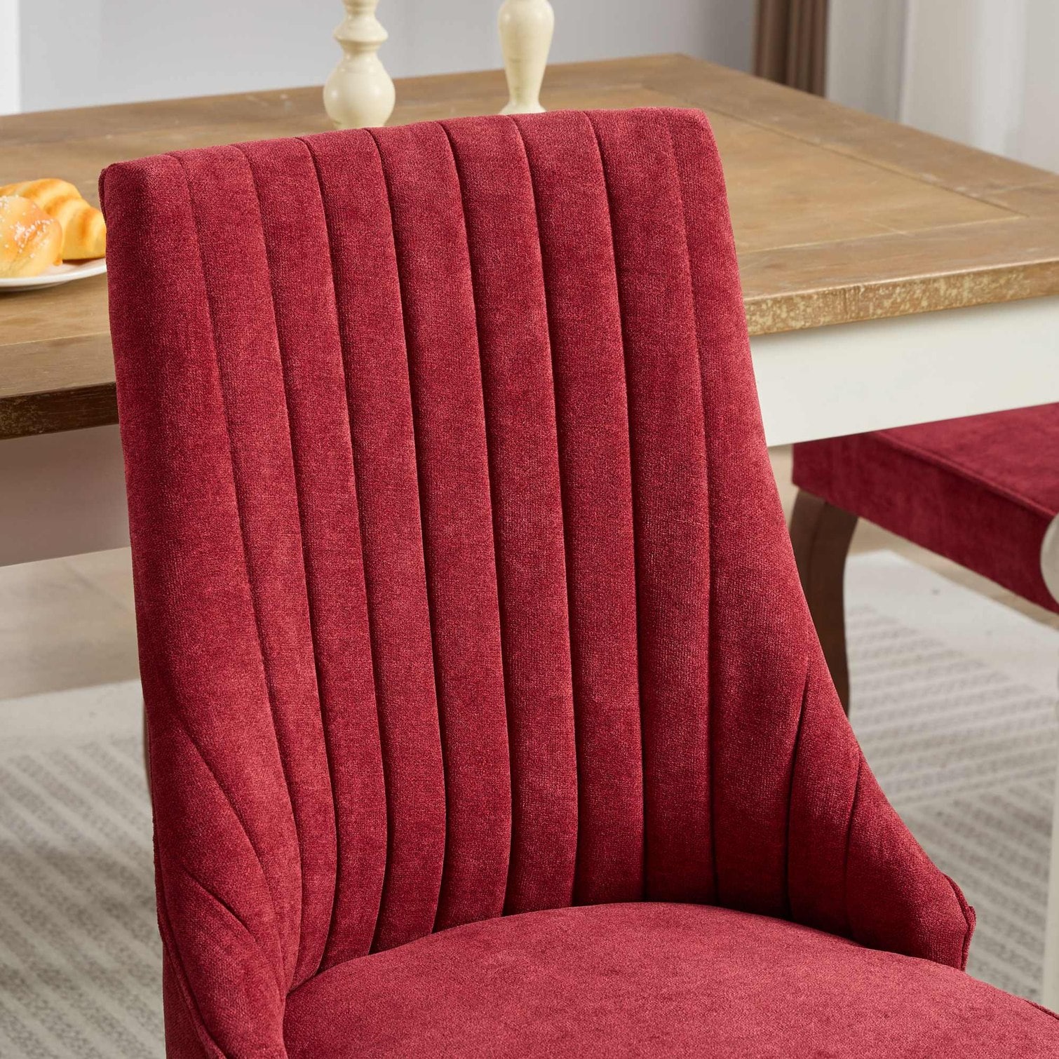 chillscreamni Classic Red Channel-Tufted Dining Chairs Set of 2 High ...