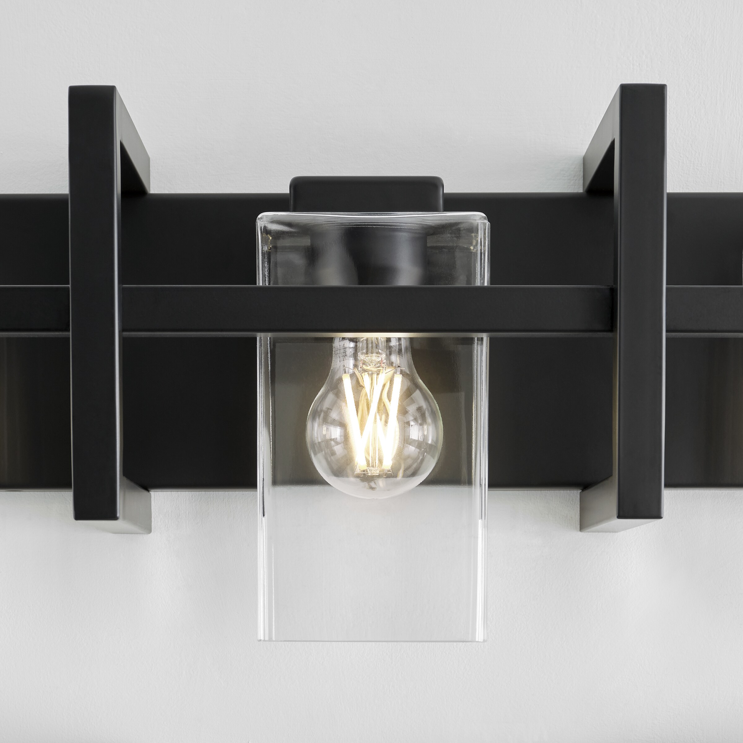 Mitte Midnight Black 3-Light Industrial Bath Vanity with Clear Glass
