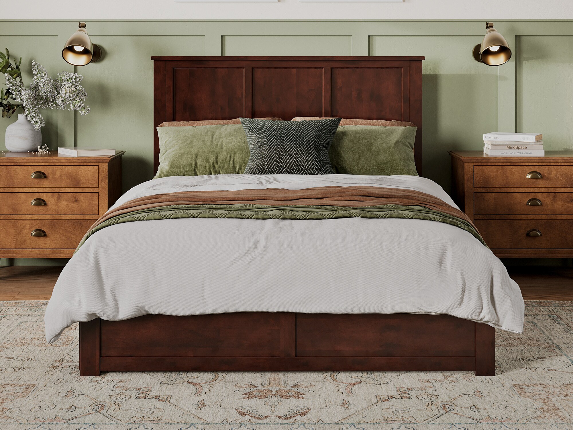 AFI Furnishings Madison Walnut Queen Wood Platform Bed With Storage At ...