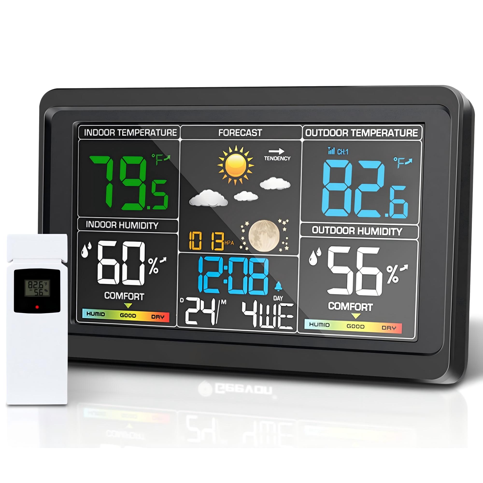 Numhew Wireless Weather Station 7.5-in Color Display with Indoor Outdoor Monitoring