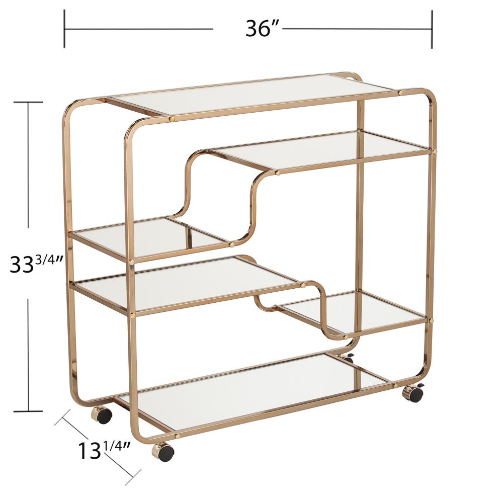 Boston Loft Furnishings Andco 36-in x 33.75-in Gold Rectangle Cart Bar Boston Loft Furnishings Andco 36-in x 33.75-in Gold Rectangle Cart Bar