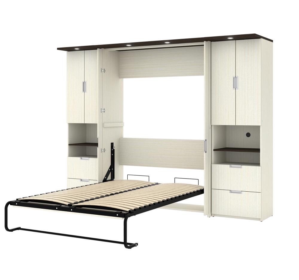 Bestar Lumina White Chocolate and Dark Chocolate Full Murphy Bed in the ...