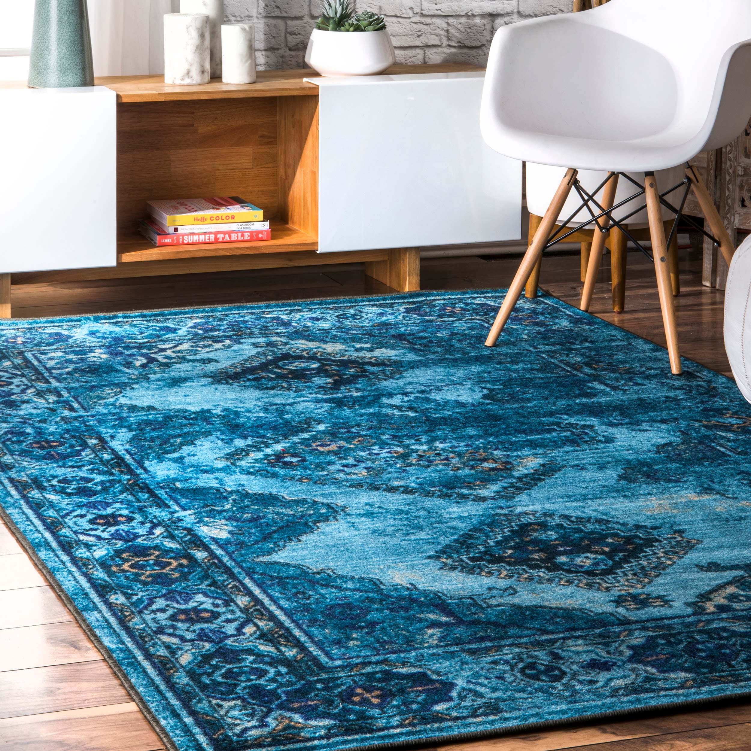 nuLOOM MCGZ12D-4406 Giza 4 x 6 (ft) Loomed Nylon Blue Rectangular Indoor Geometric Area rug