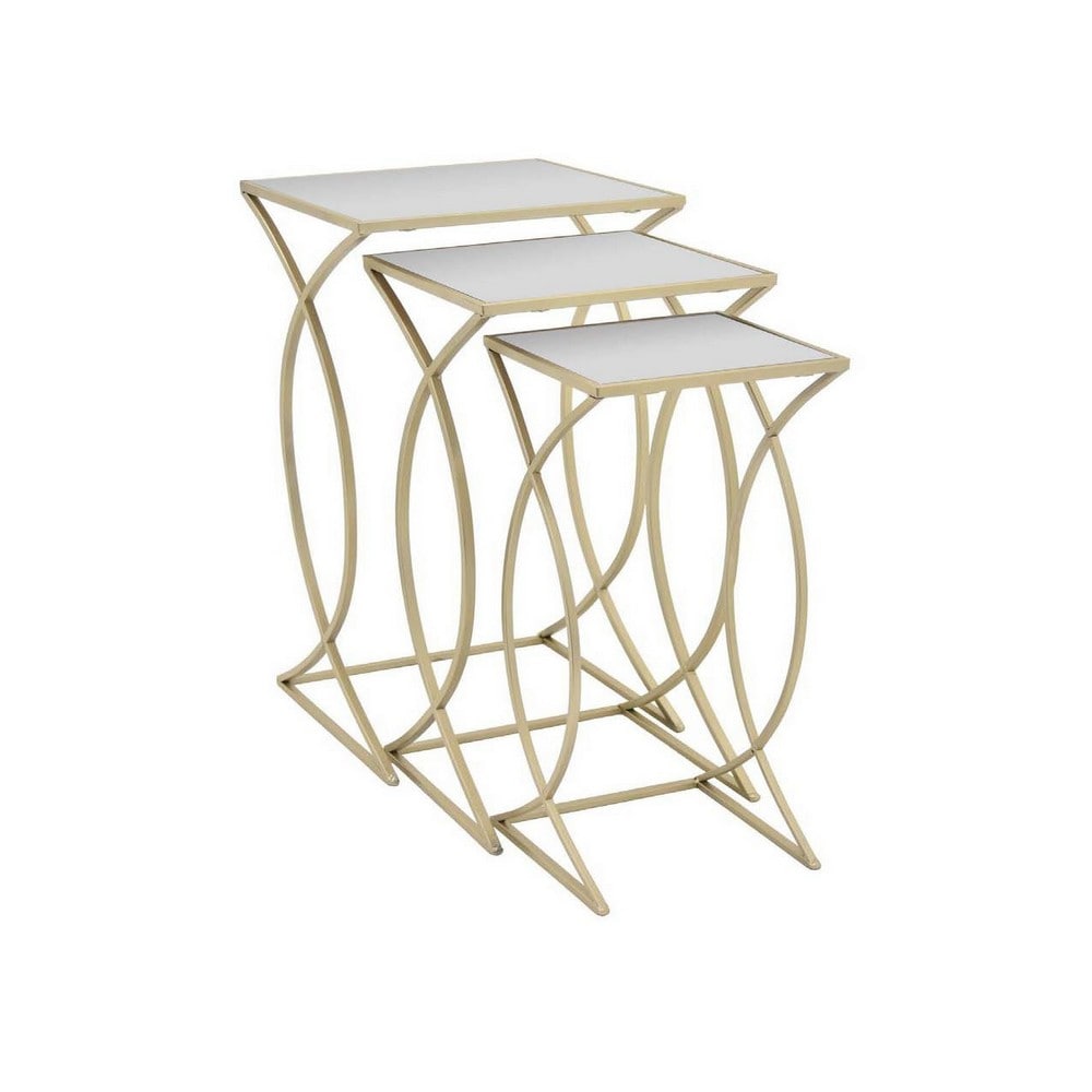 Benzara BM312525 27.5-Inches H x 12.5-Inches W Champagne Indoor/Outdoor Square Glass Plant Stand