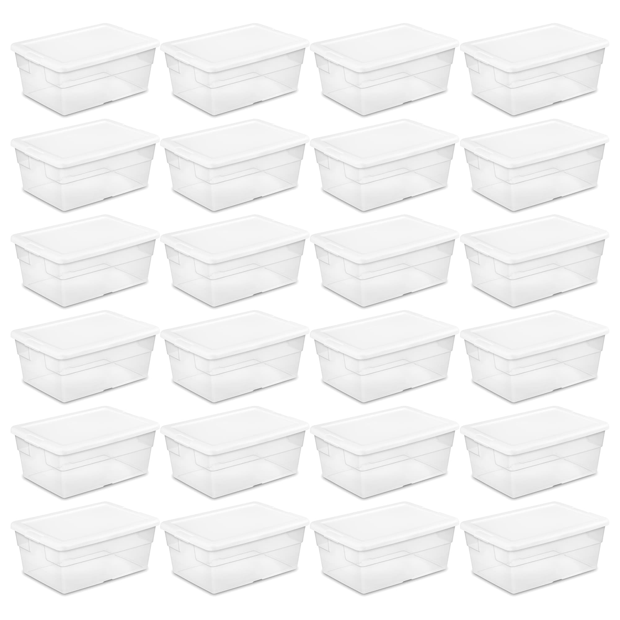 Sterilite 16448012 16 Quart/15 Liter Storage Box White Lid with Clear Base 12-Pack