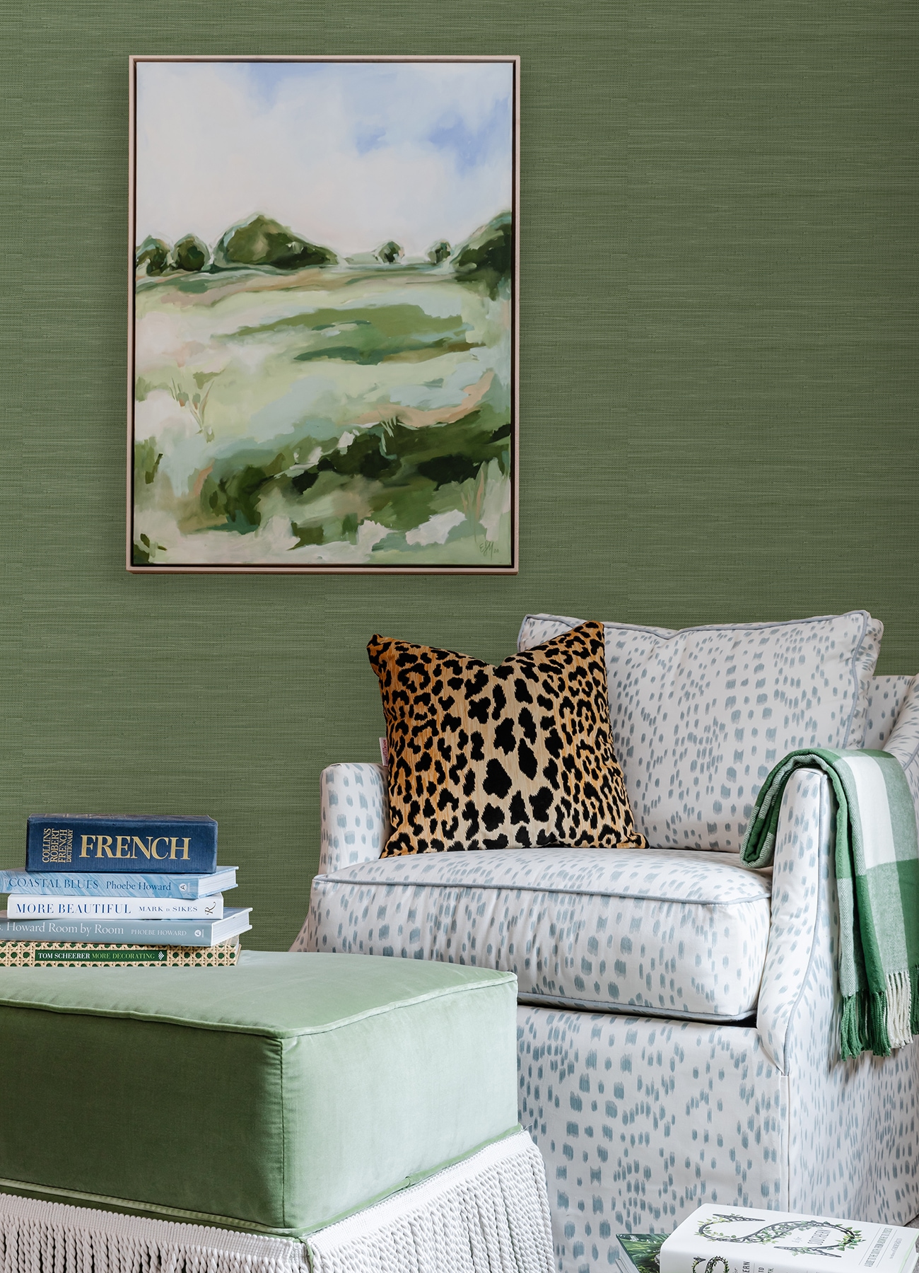 Hunter Green Faux Grasscloth Peel and Stick Wallpaper Roll