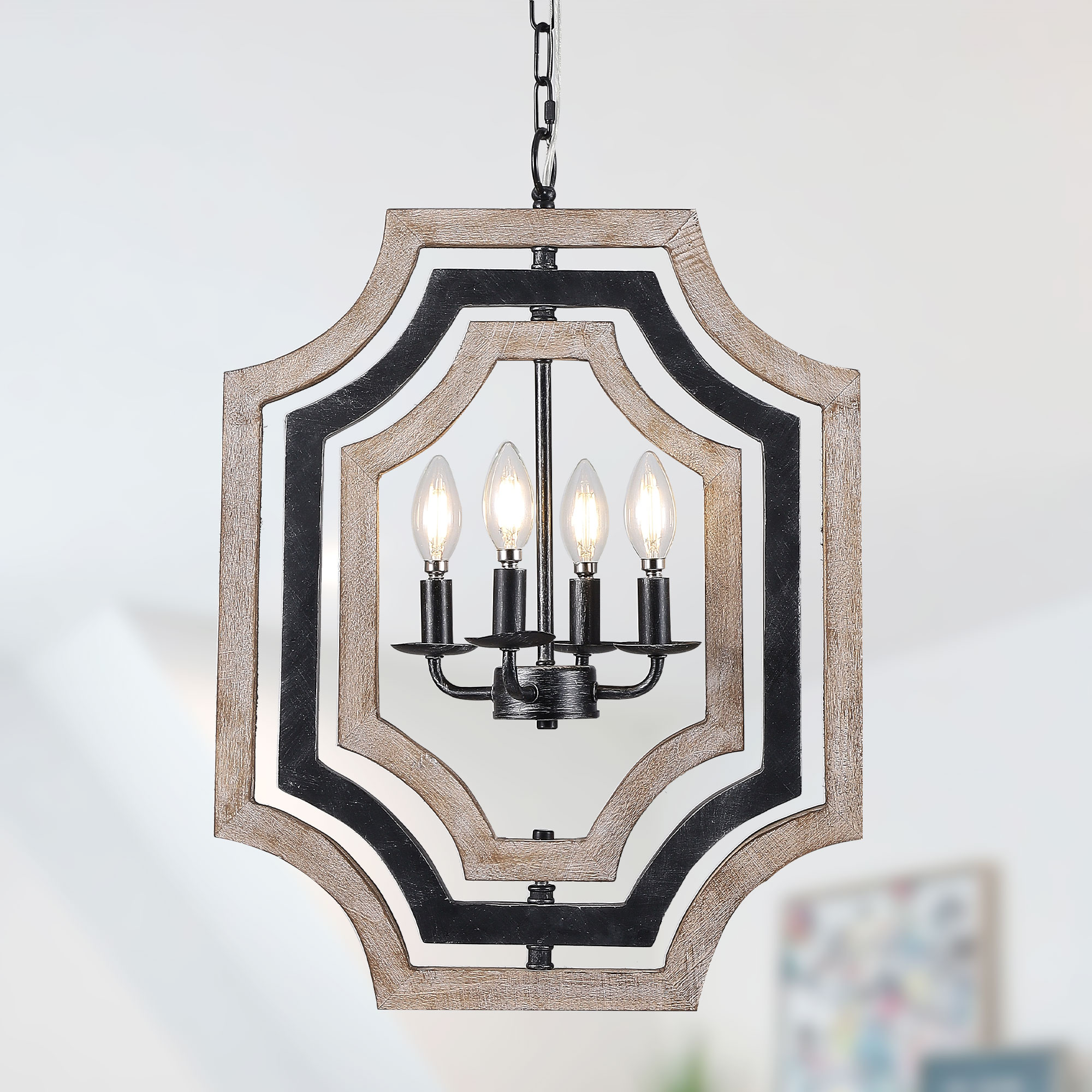 Oaks Decor BD4070OKEL-H Eclipse 4 -Light Burnished Brown Farmhouse For Use in Bedrooms, Dining Rooms, Foyers, Kitchens, Living Rooms Chandelier