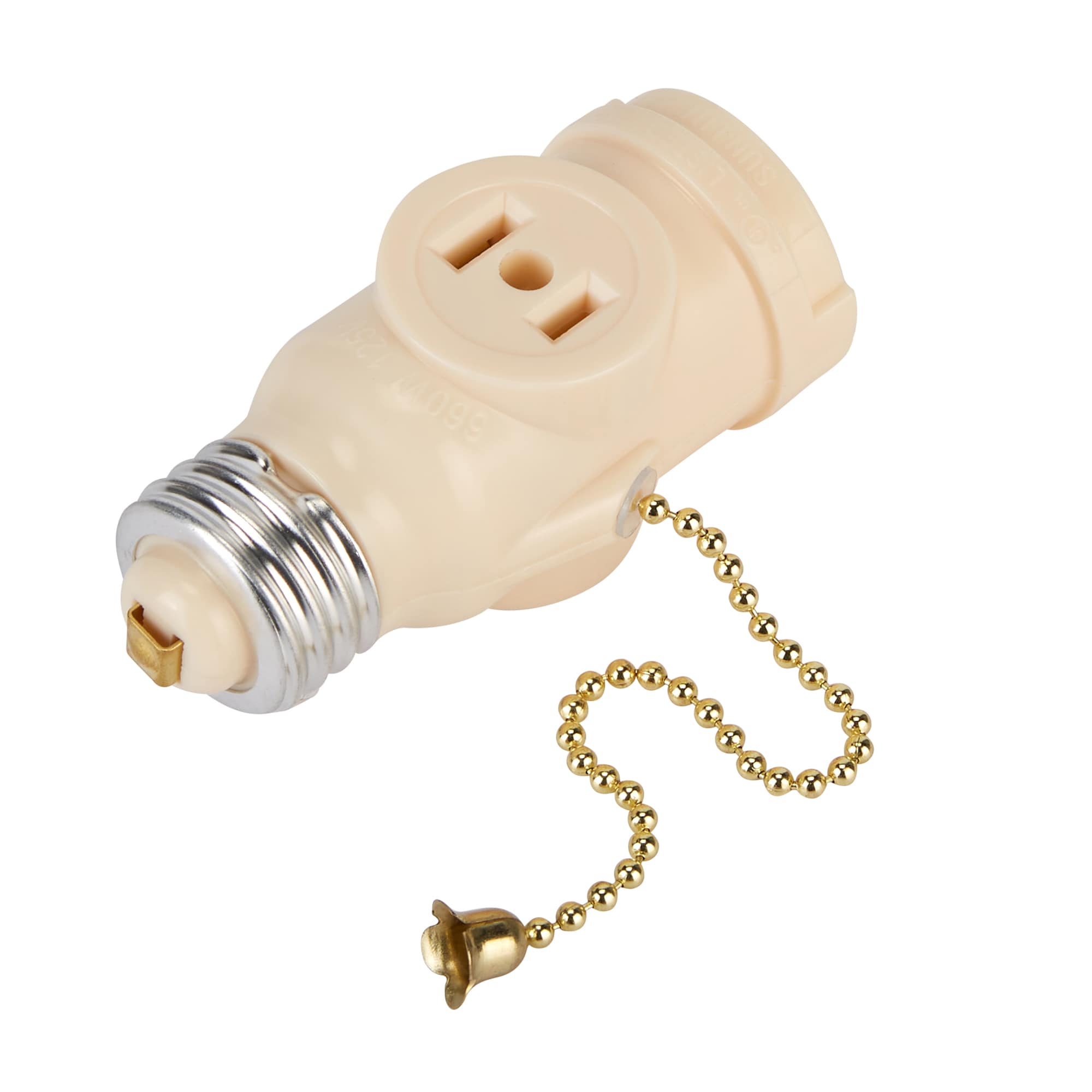 Dual Outlet Light Socket Adapter, with Pull Chain (3 Pk)