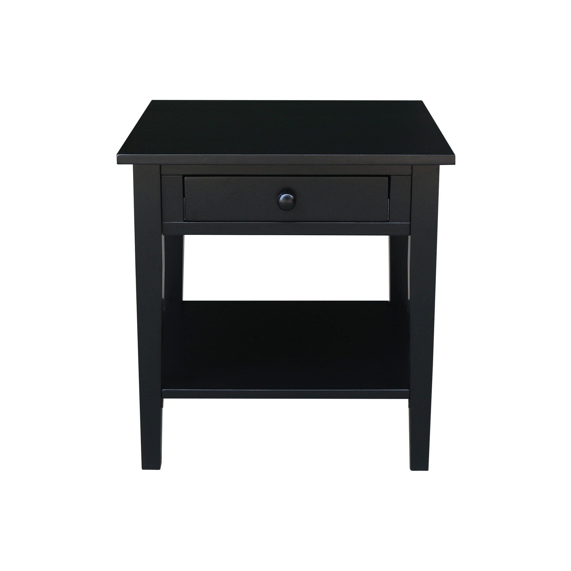 Black Solid Wood Square End Table with Storage, 24x24