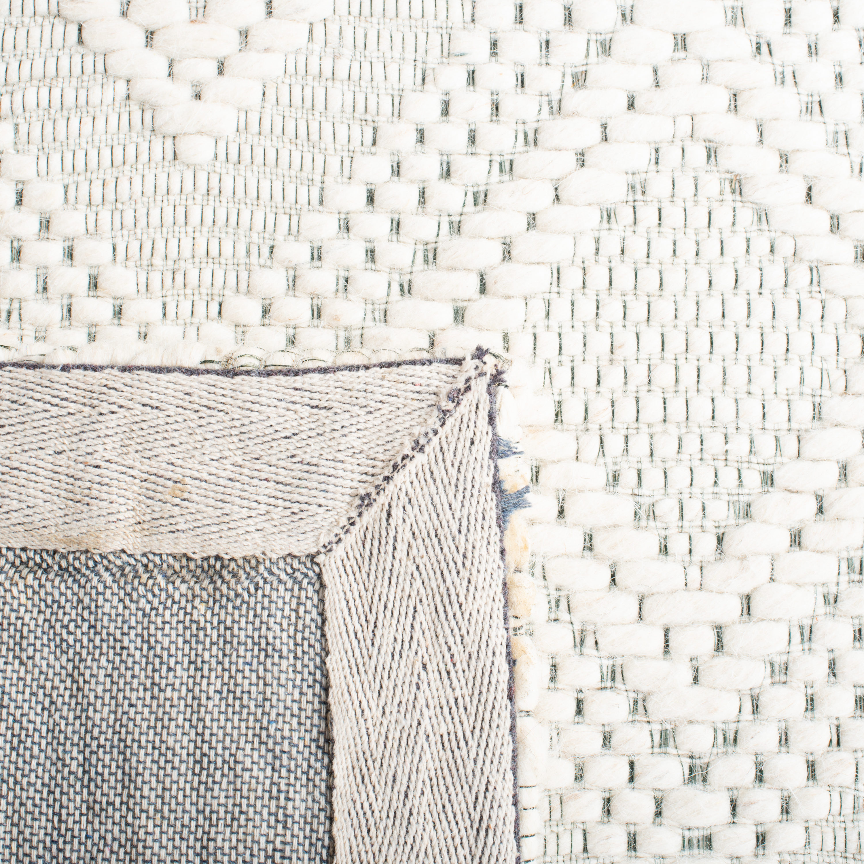 Ivory Geometric Handwoven Wool Square Area Rug