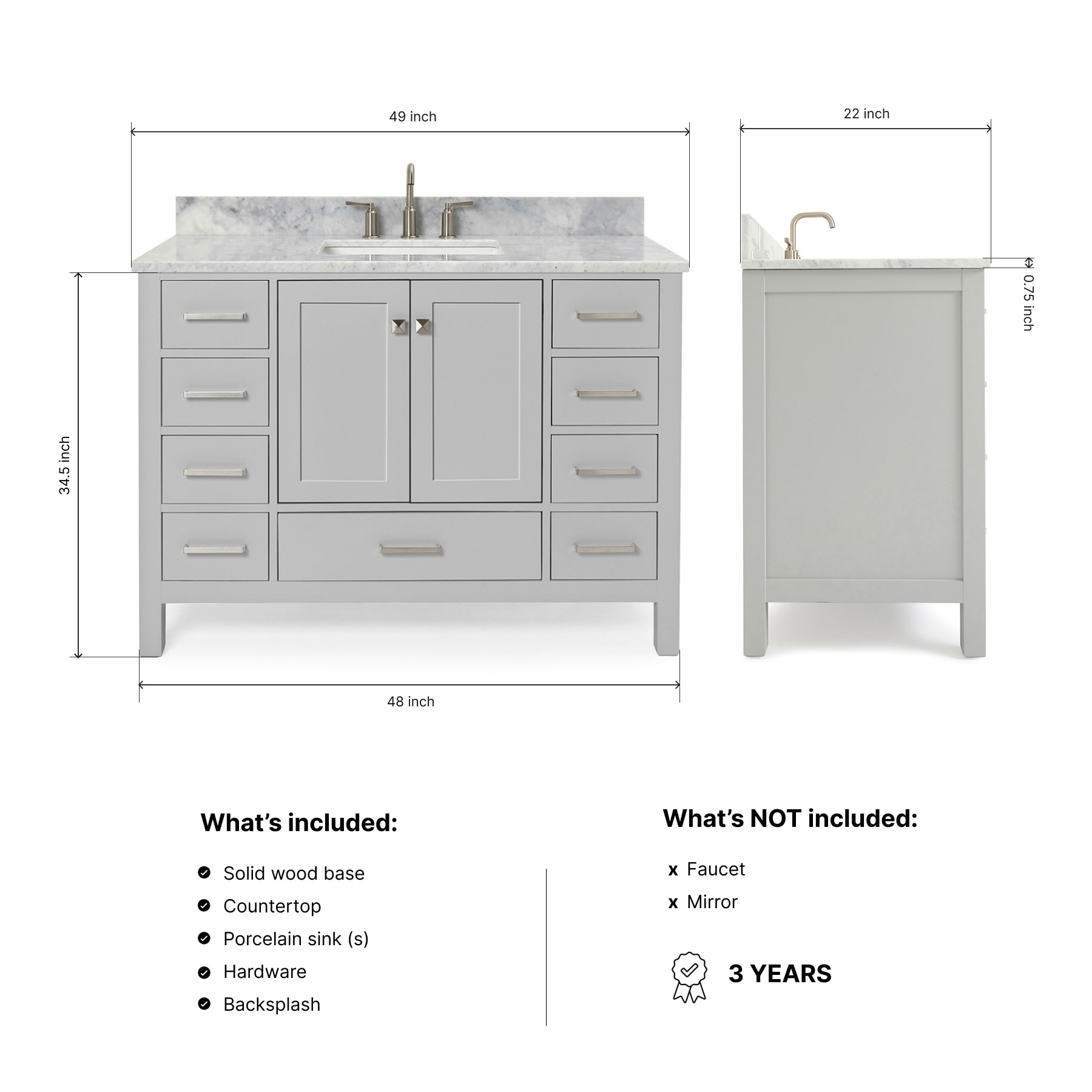ARIEL A049SCW2RVOGRY Bath-Vanity-Combo - View #4