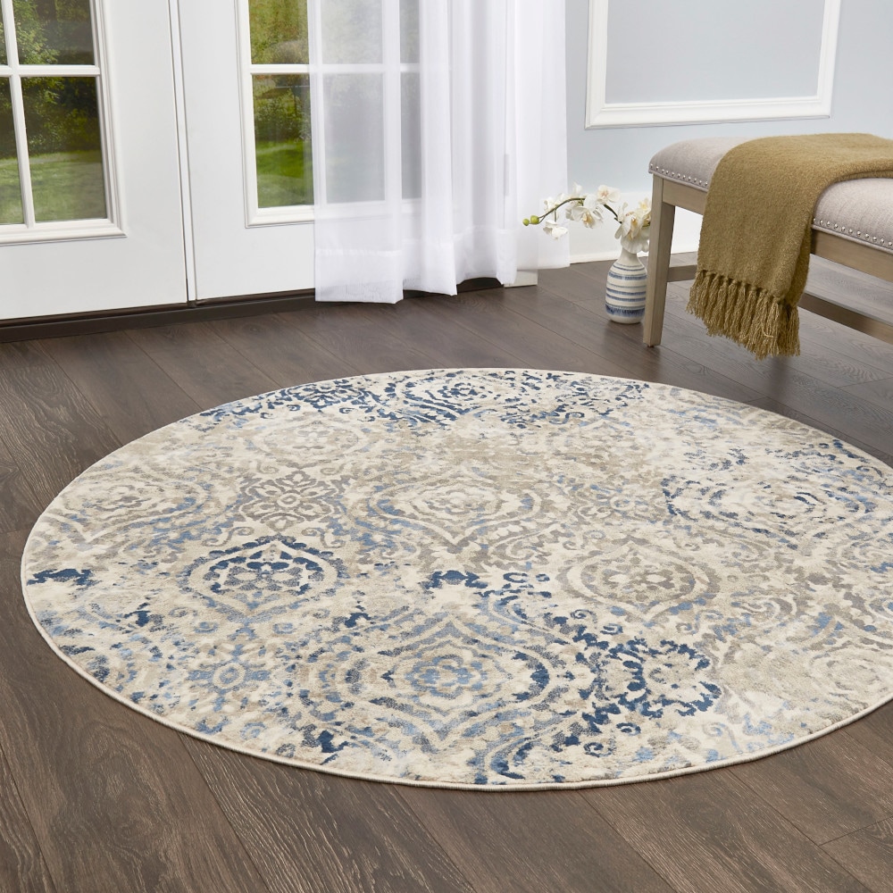 Home Dynamix 8R-7060-682 Melrose Audrey 8 x 8 (ft) Loomed Polypropylene Ivory Round Indoor Trellis Bohemian/Eclectic Area rug
