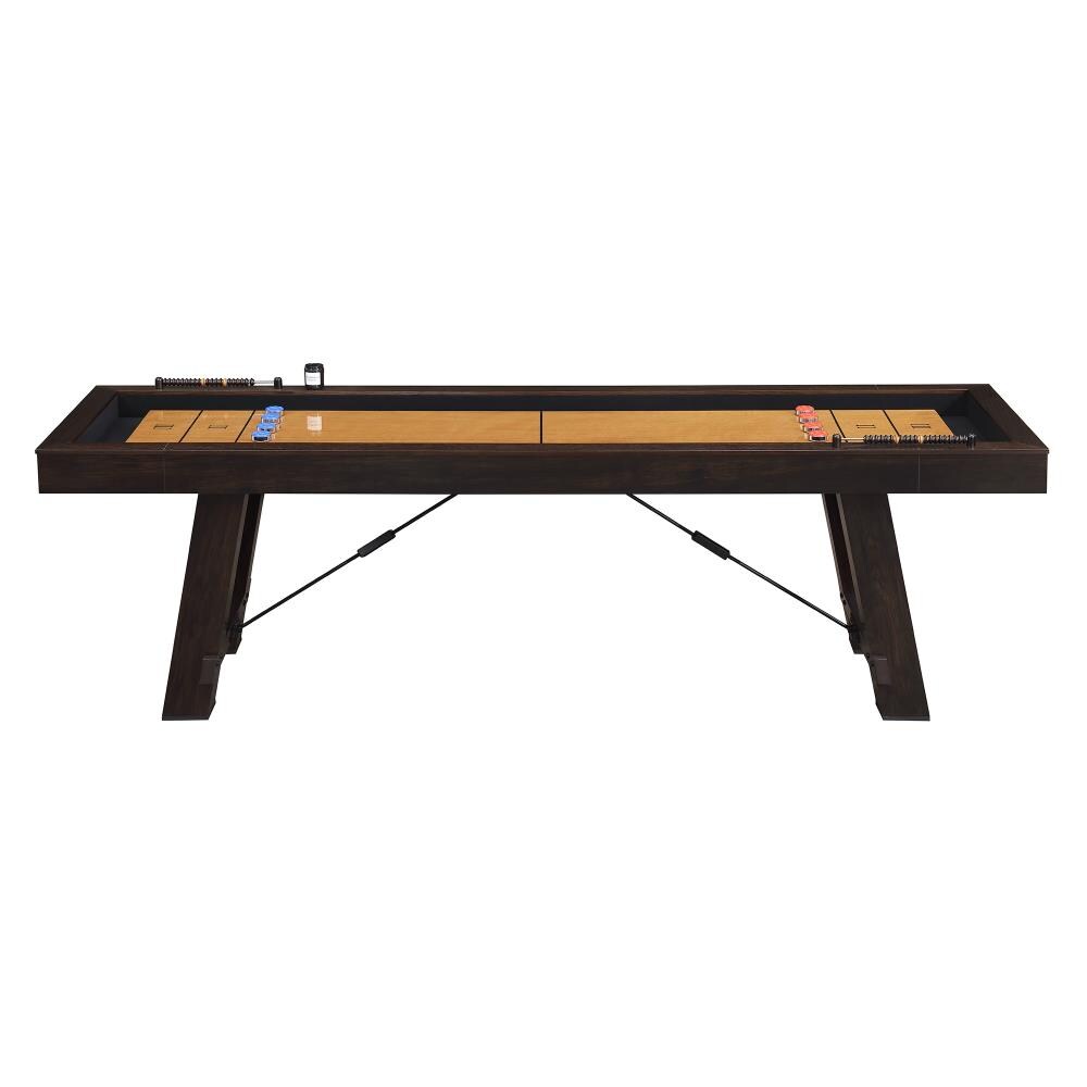 Asher Brown Spruce Veneer Shuffleboard Table with Solid Wood Legs