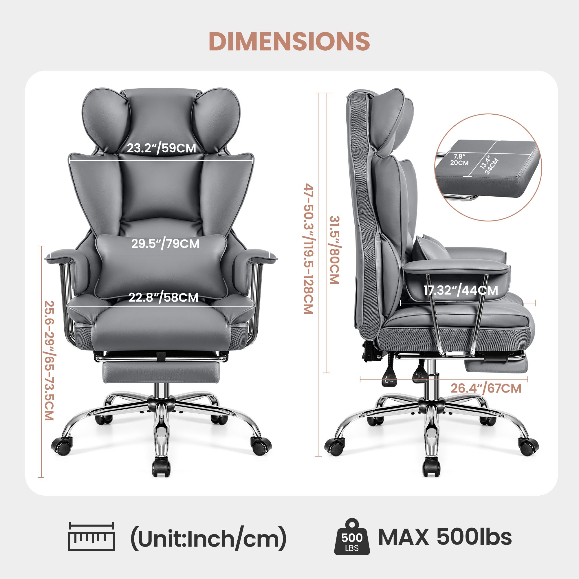 KERDOM 5055-GRAY Office-Chairs - View #3