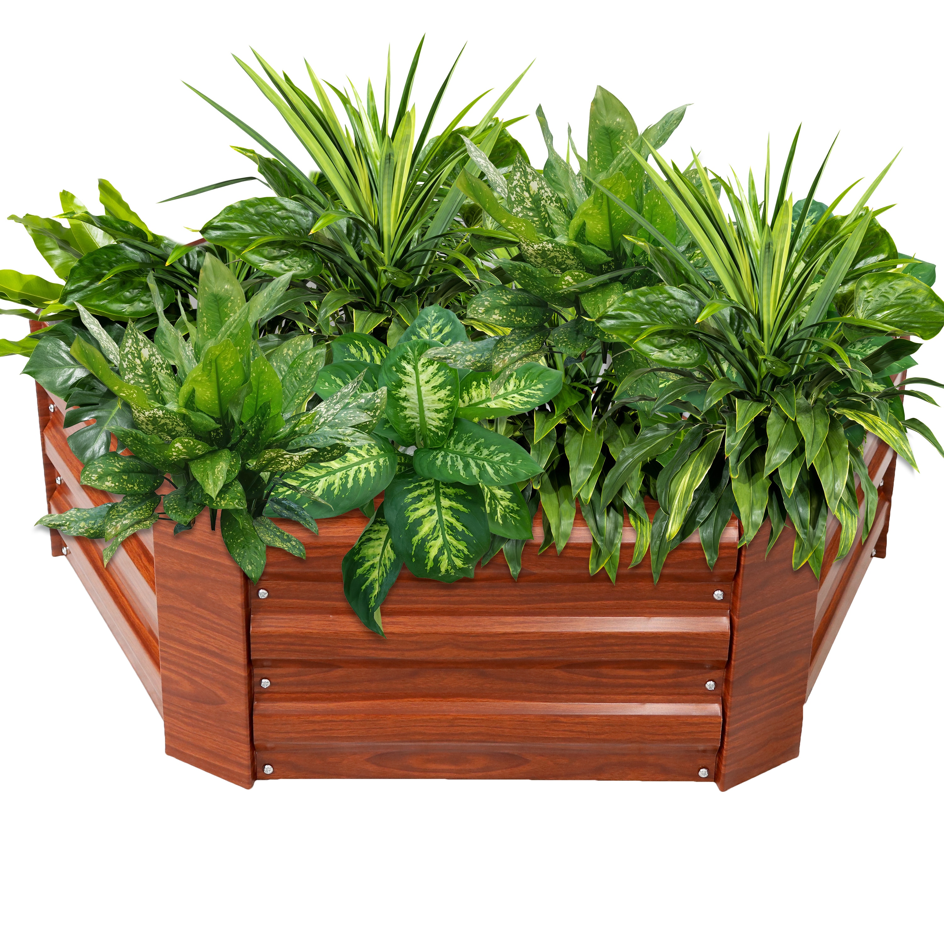 Sunnydaze Decor HB-574 40.50-in W x 36-in L x 11.75-in H Elevated Woodgrain Galvanized Metal Raised Garden Bed