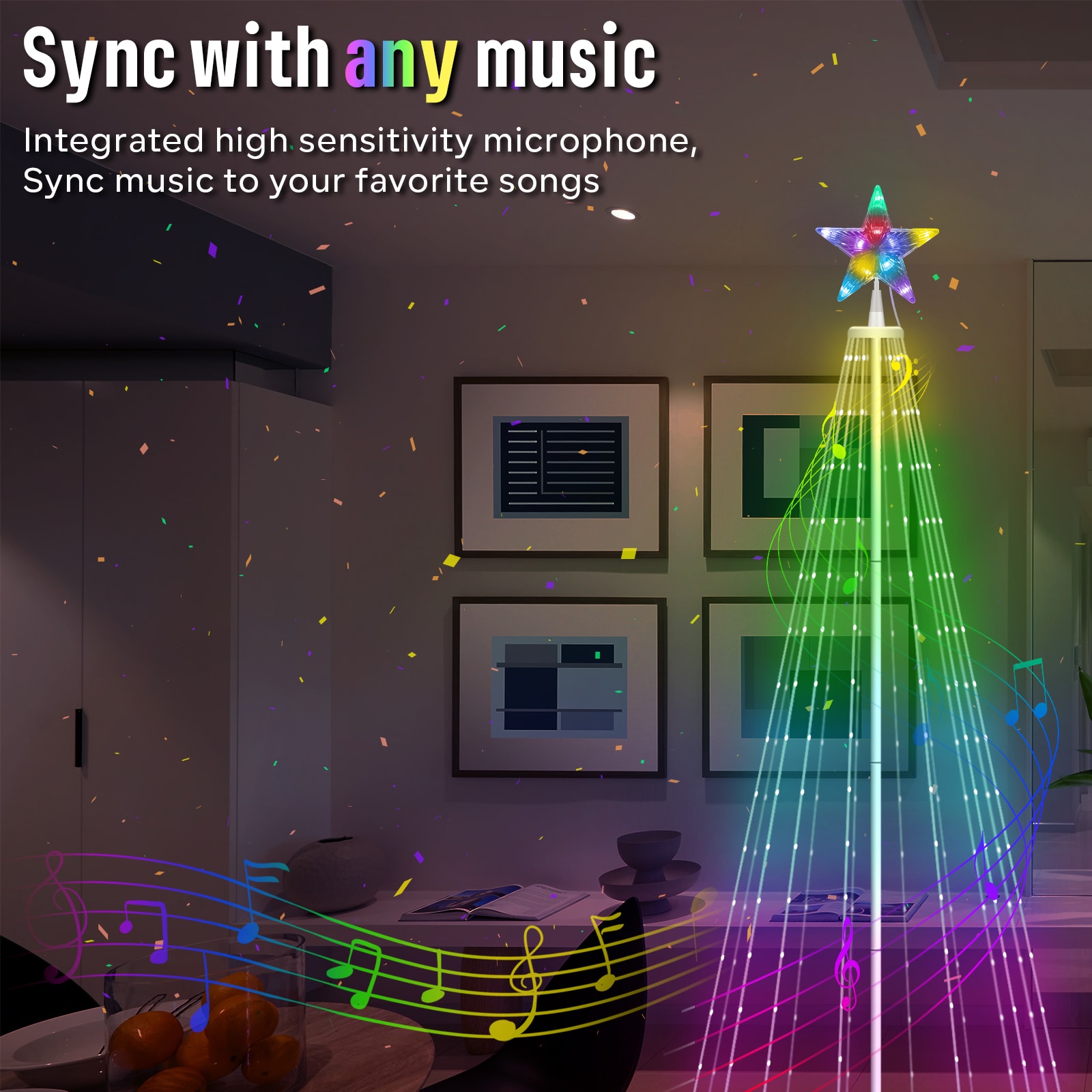 Smart Christmas Cone Tree LED Light, 6Ft 265 LED Music Sync with