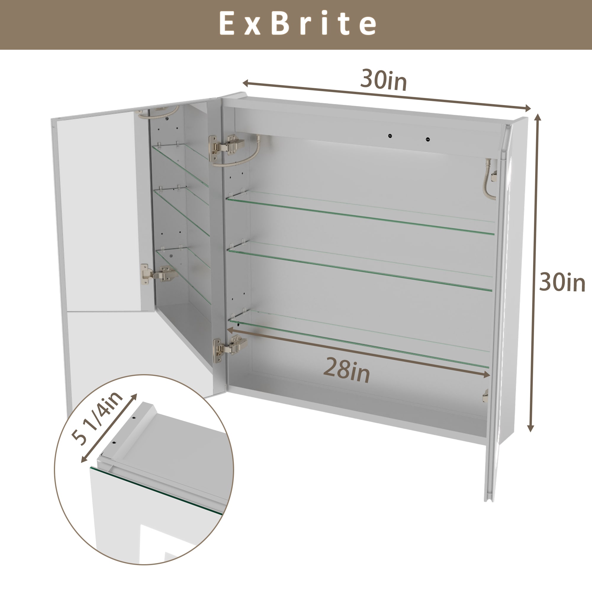 ExBrite LWSDHMC3030V3 Bathroom-Medicine-Cabinets - View #3