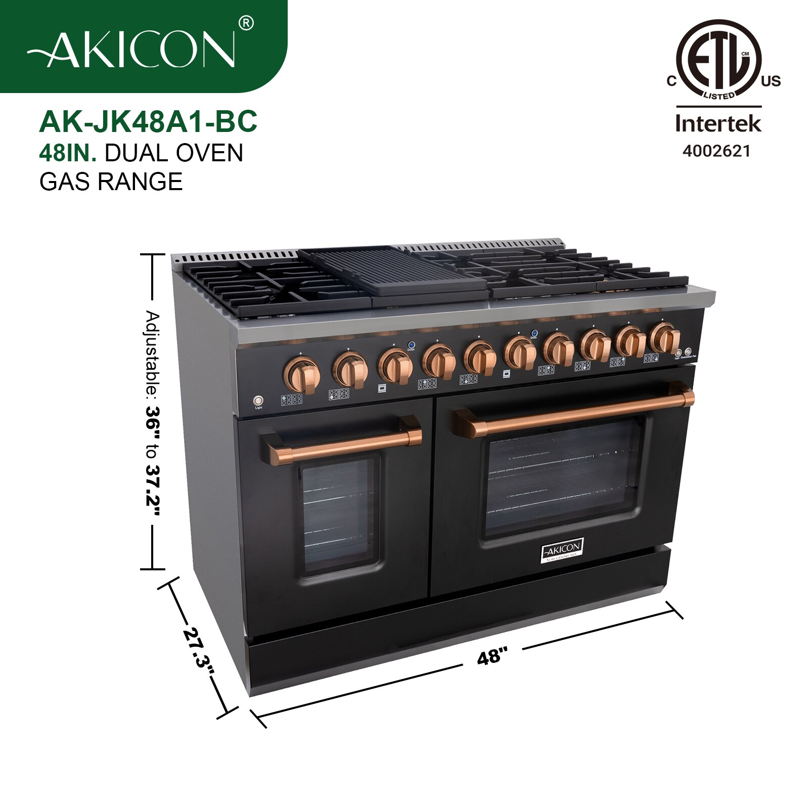Akicon AK-JK48A1-BC Double-Oven-Gas-Ranges - View #6