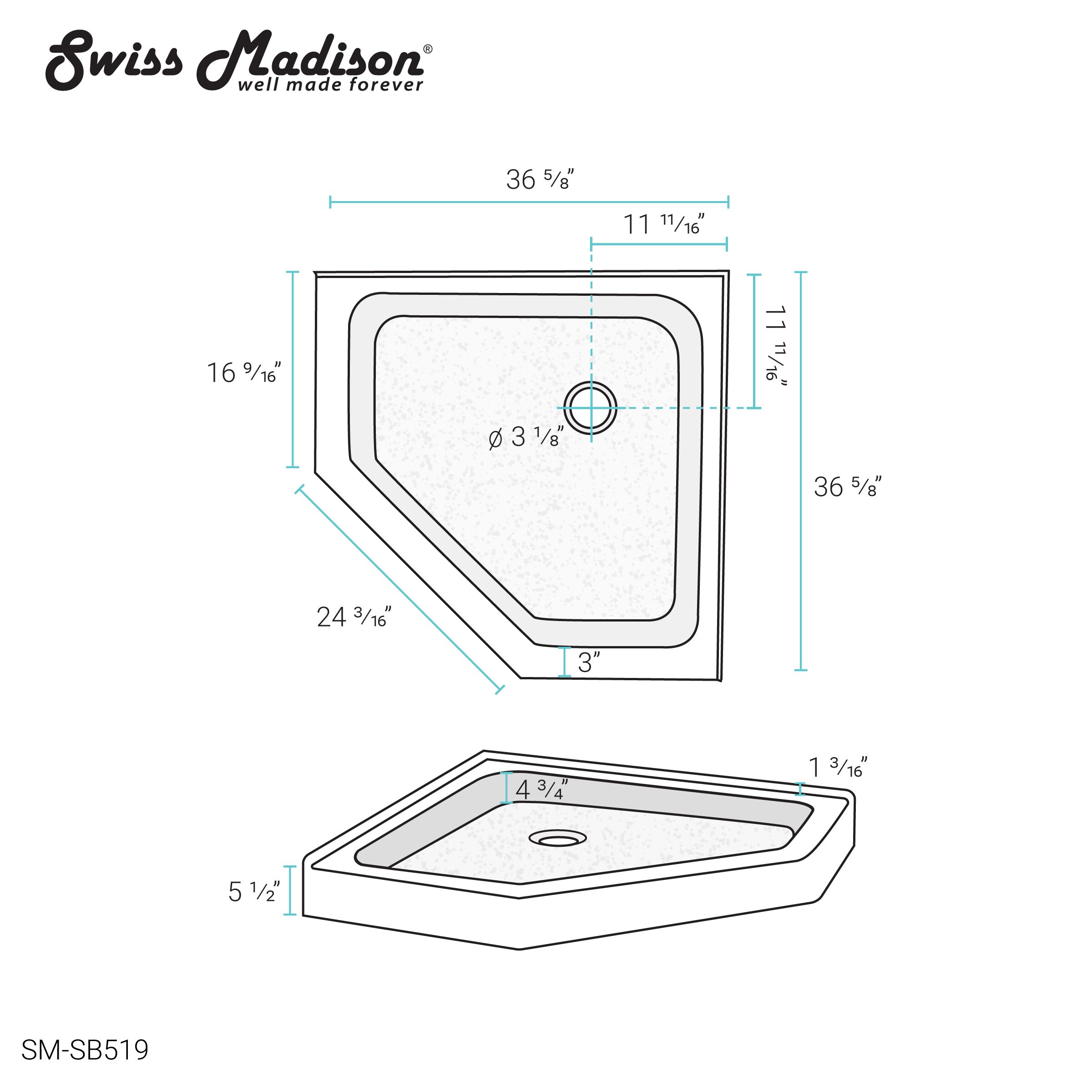 Swiss Madison SM-SB519 Shower-Floors - View #9