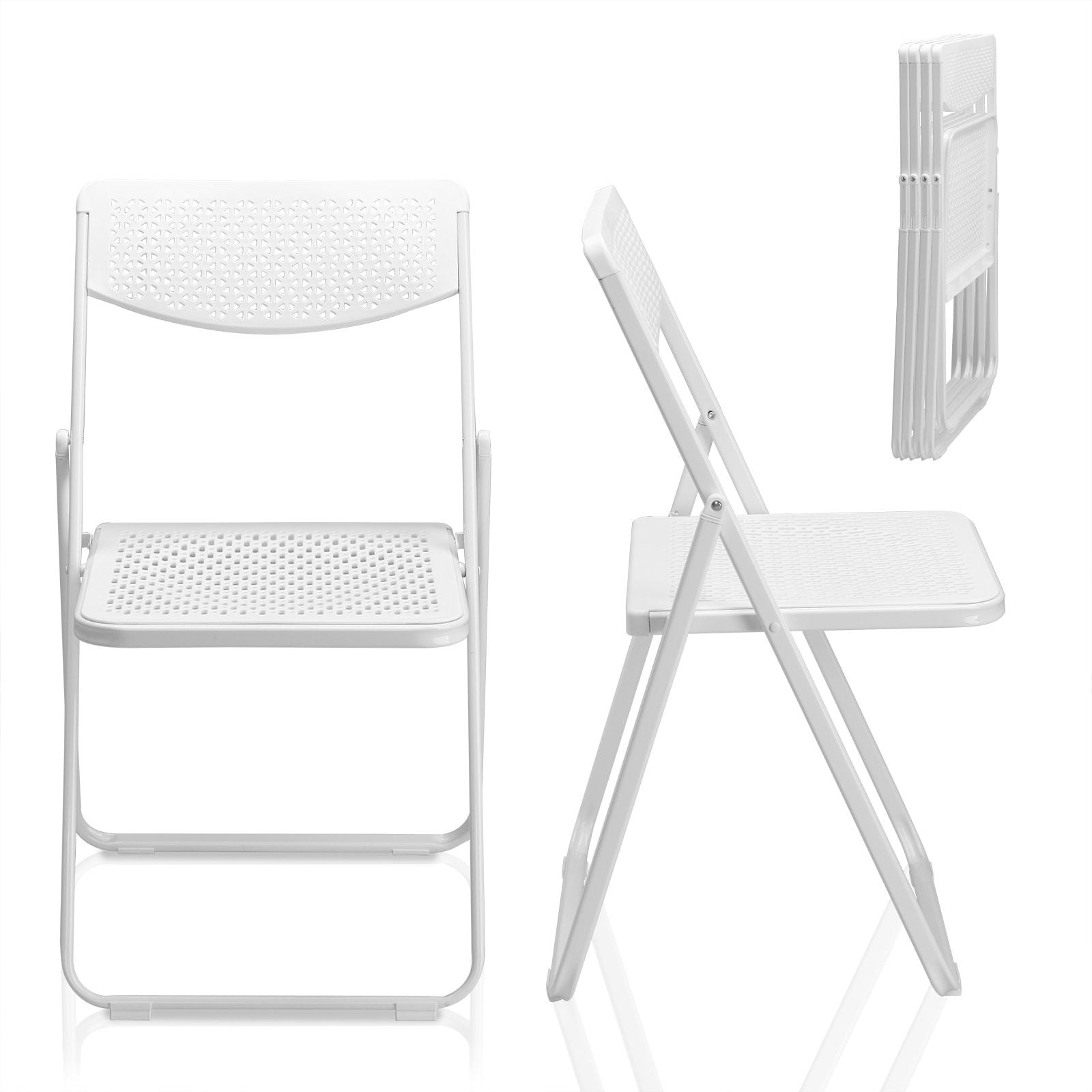 Winado LO1G56000934 White Residential Standard Folding Chair with Solid Seat ( Indoor or outdoor )