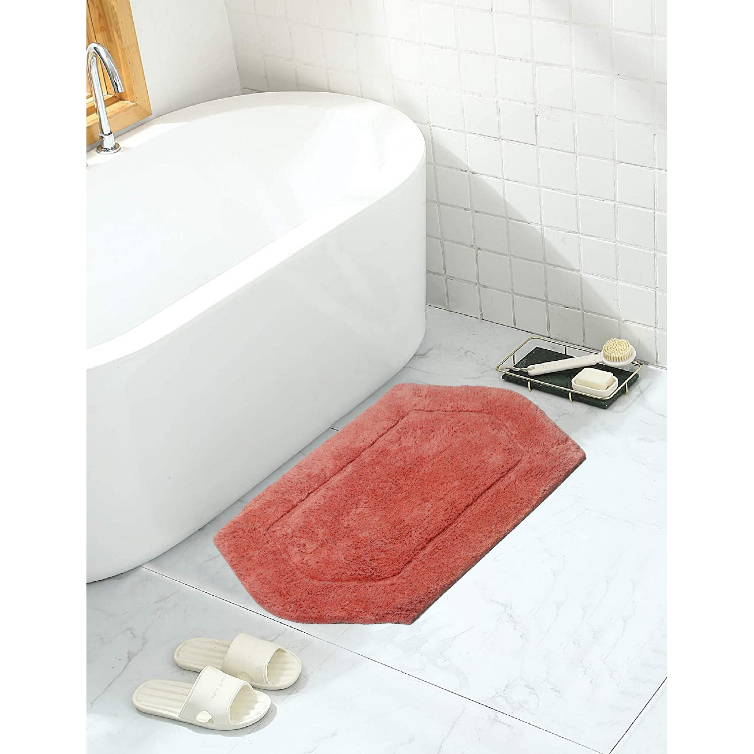 Home Weavers BWA1724CO Waterford 17-Inches x 24-Inches Coral Cotton Bath rug