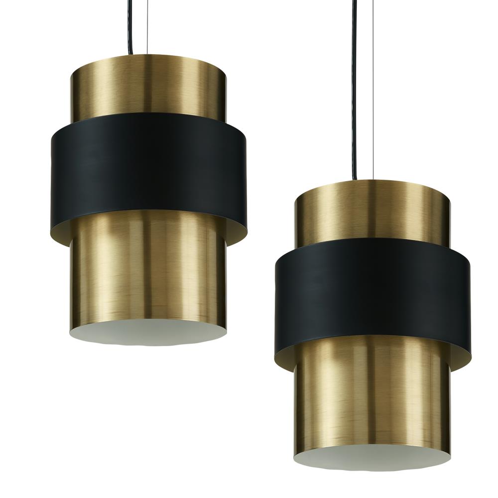 Boston Loft Furnishings ATG0128LTS2 Cobia Antique brass and black Mid-century Drum Medium (10-22 inches) Hanging Pendant light