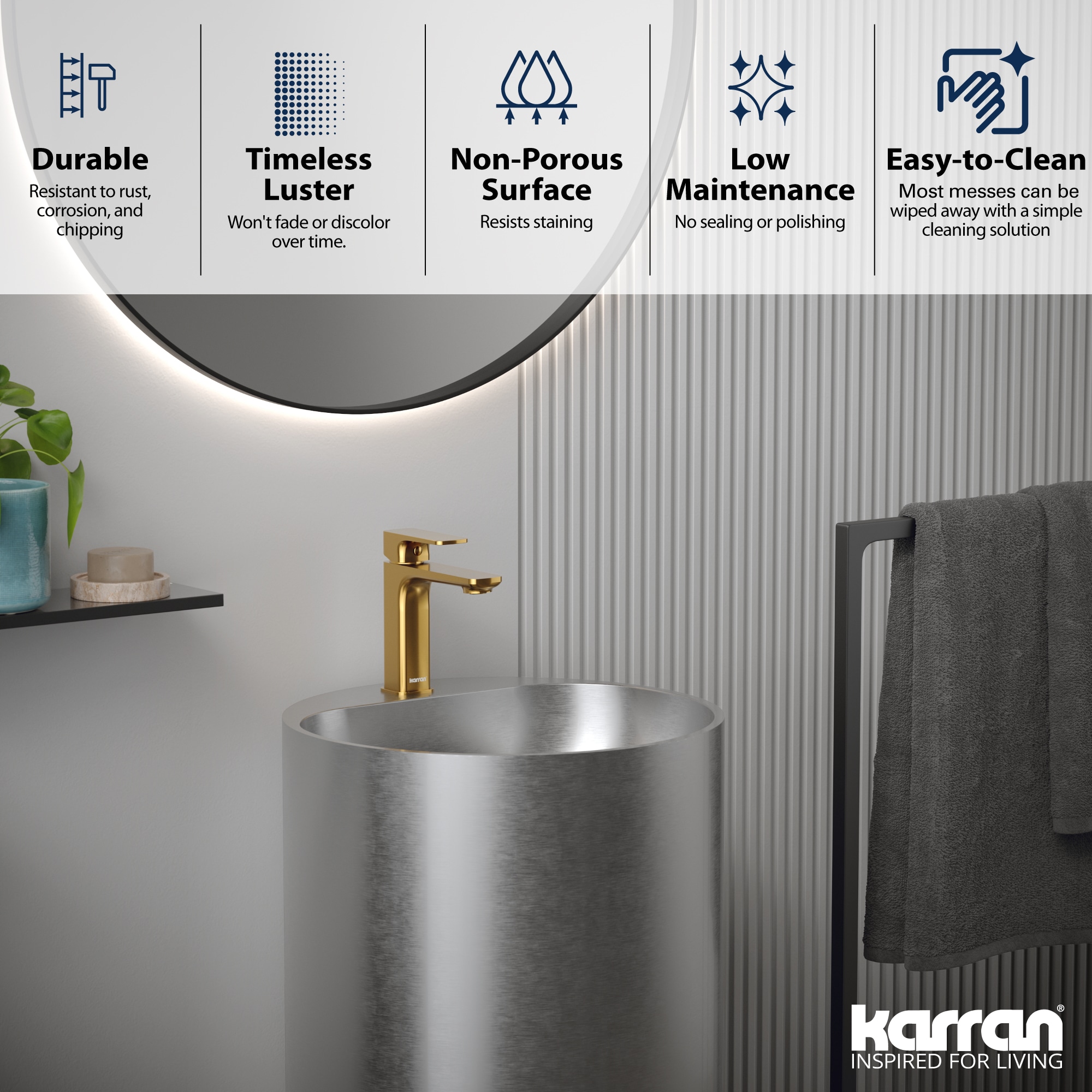 Karran Cinox 16.5'' Stainless Steel Circular Bathroom Sink