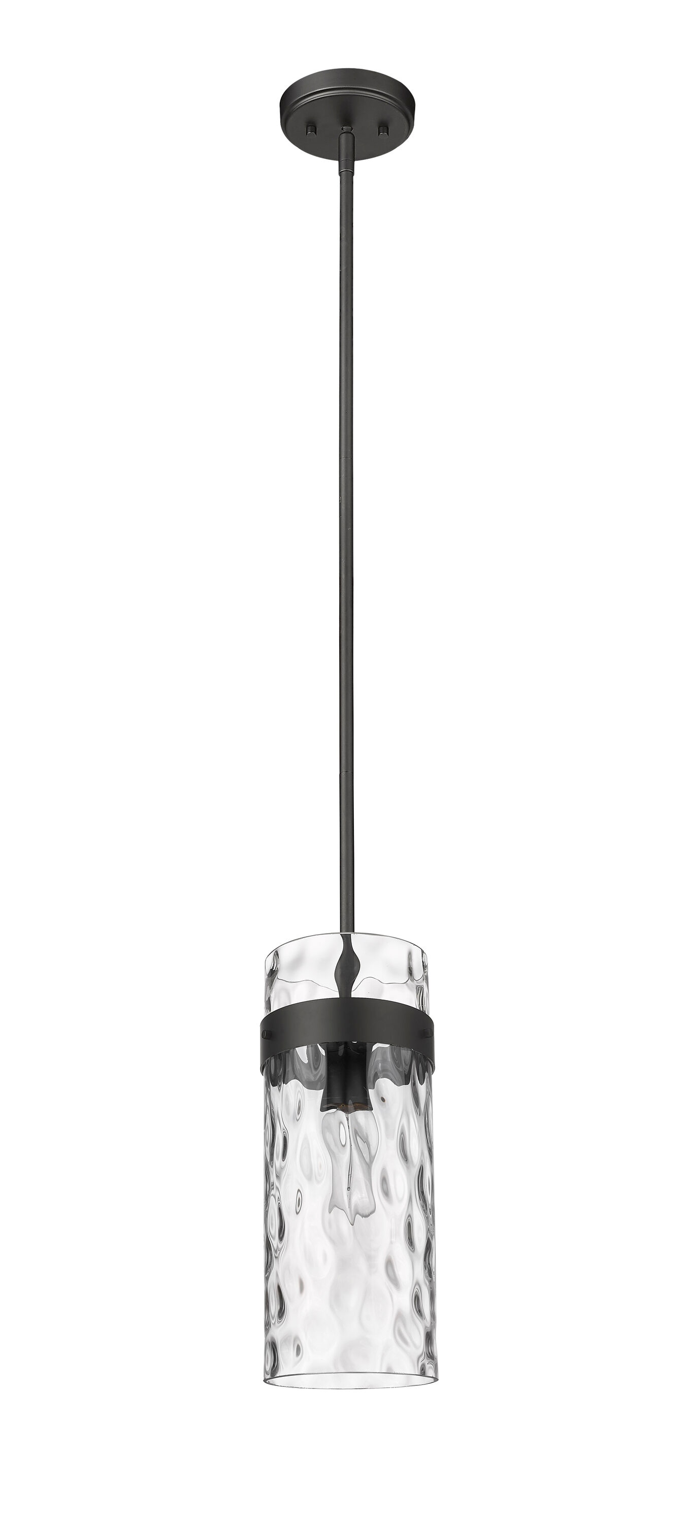 Fontaine Matte Black and Glass Indoor/Outdoor Pendant Light
