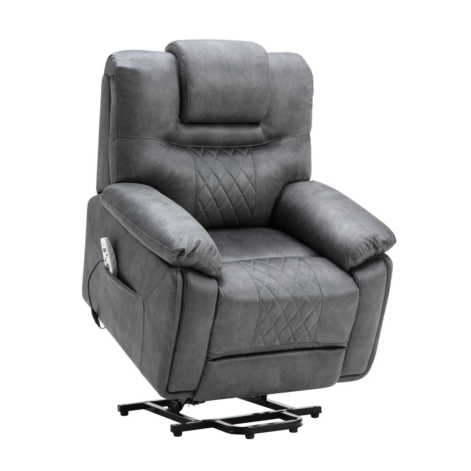 JASMODER SG000260AAA Gray Upholstered Tufted Recliner with Lift Assistance