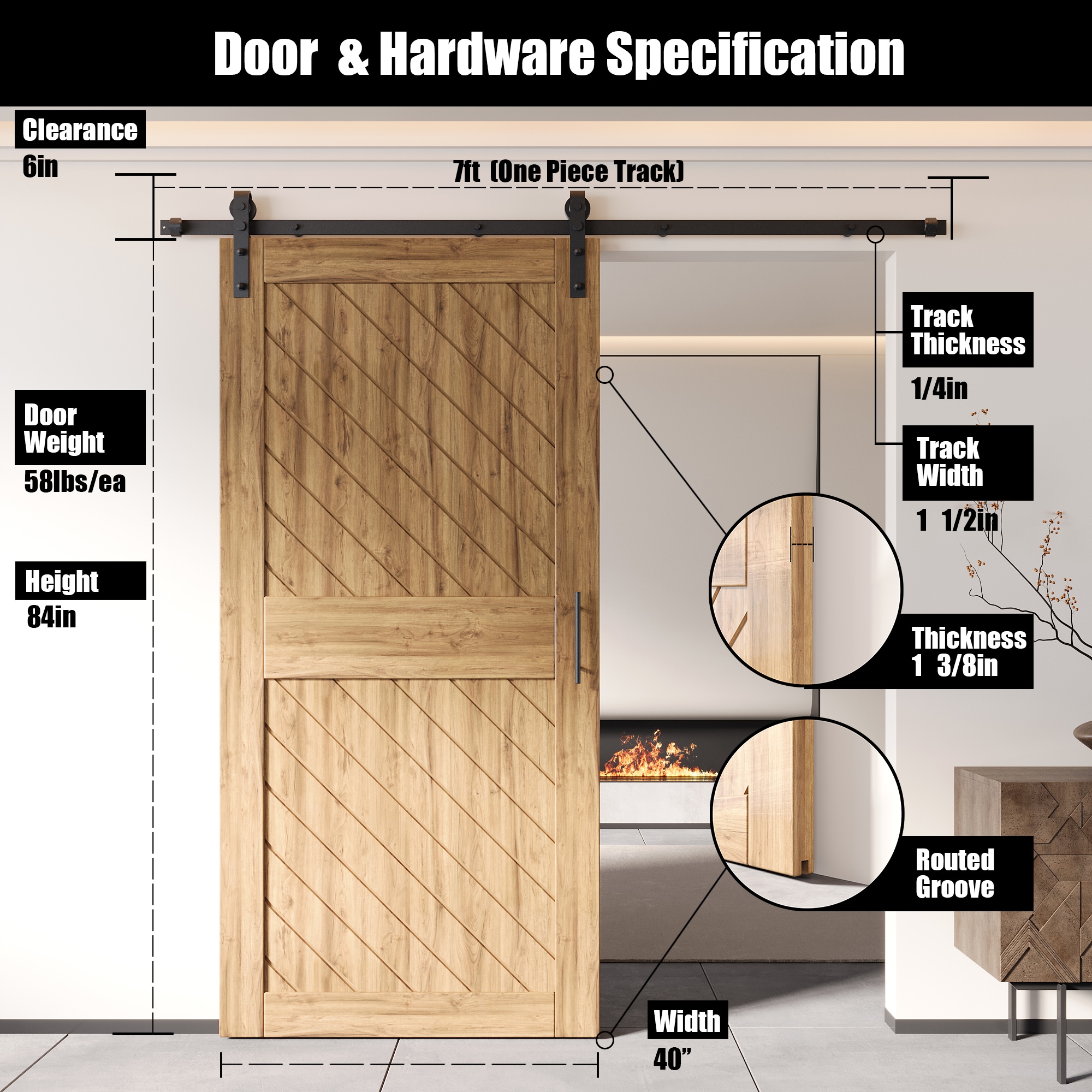 HOMACER YT1TGH084C-XT2-4084 Barn-Doors - View #2