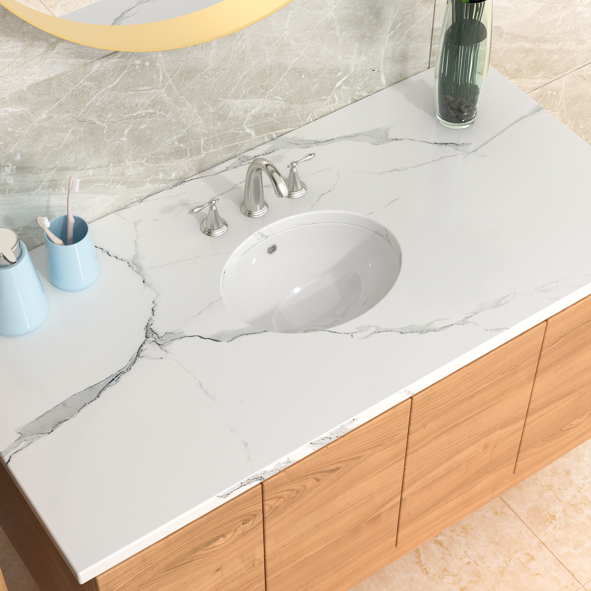 Lordear LD-TXPYM16 Porcelain Vanity Sink Ceramic Undermount Oval Modern White Bathroom Sink ( 16.5-Inches x 13.4-Inches )