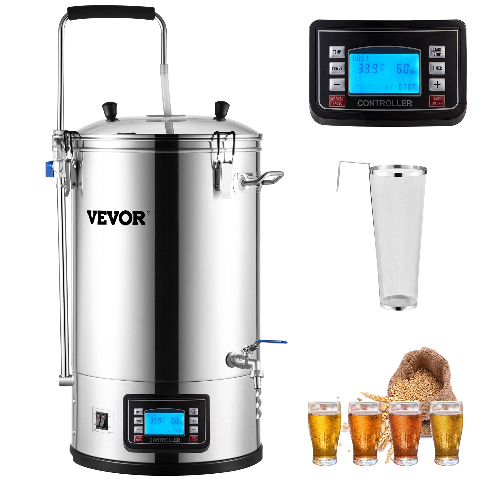 VEVOR 9.2 Gal Beer Brewing Machine and #65279, 304 Stainless Steel Plug Beer Brewing System PJNJQBXGM110V8Q06V1 Sansujyuku sansujyuku.com