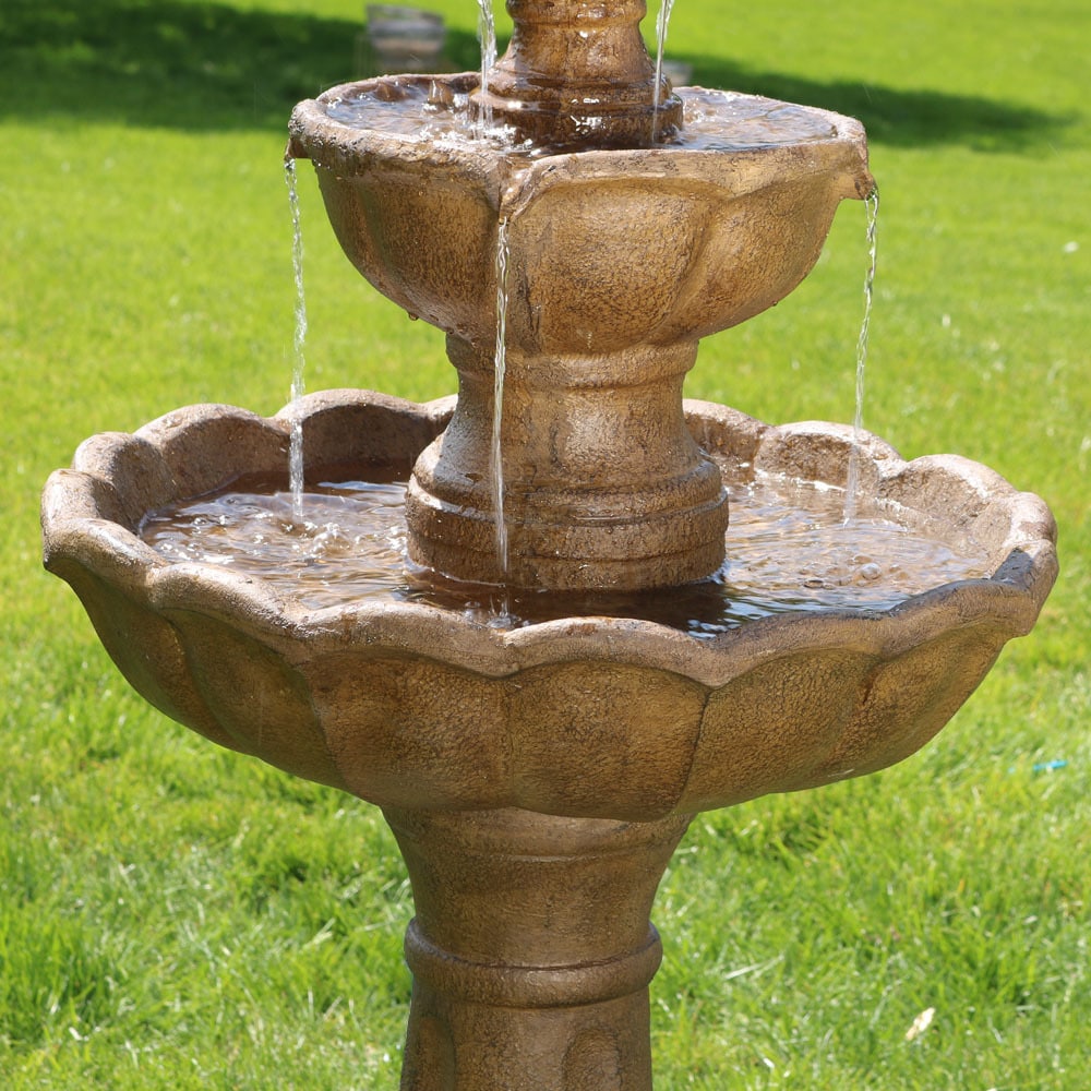 Sunnydaze Decor 38-in H Resin Tiered Outdoor Fountain Pump