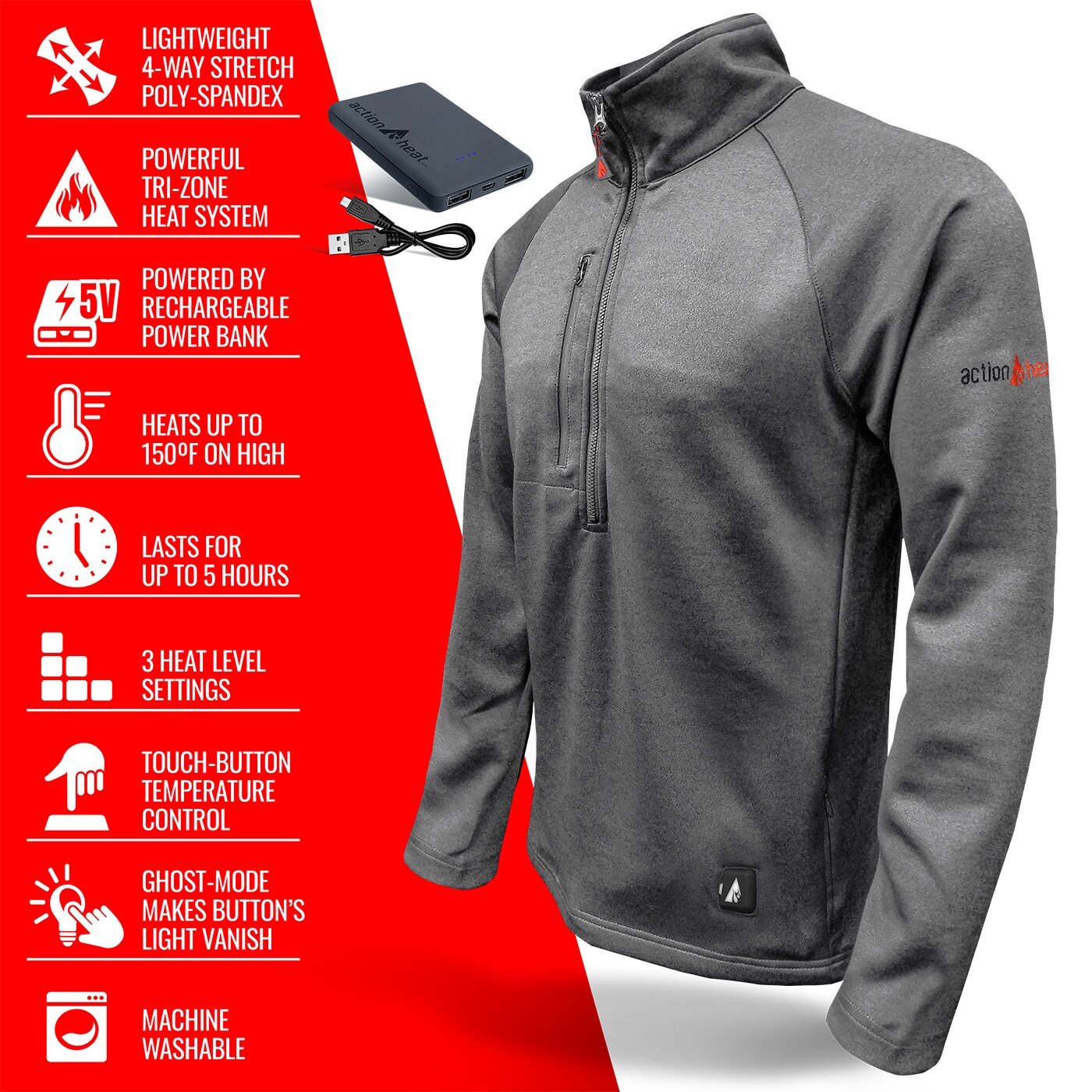ActionHeat AH-ZTOP-5V-M-G-XXL Tops-Shirts - View #7