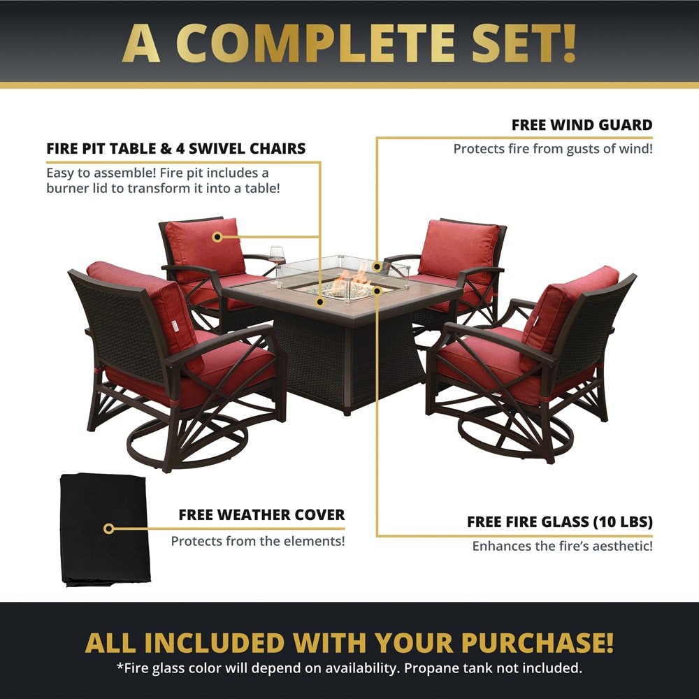 Kinger Home FP-001TBRN-SET-RED Patio-Conversation-Sets - View #7