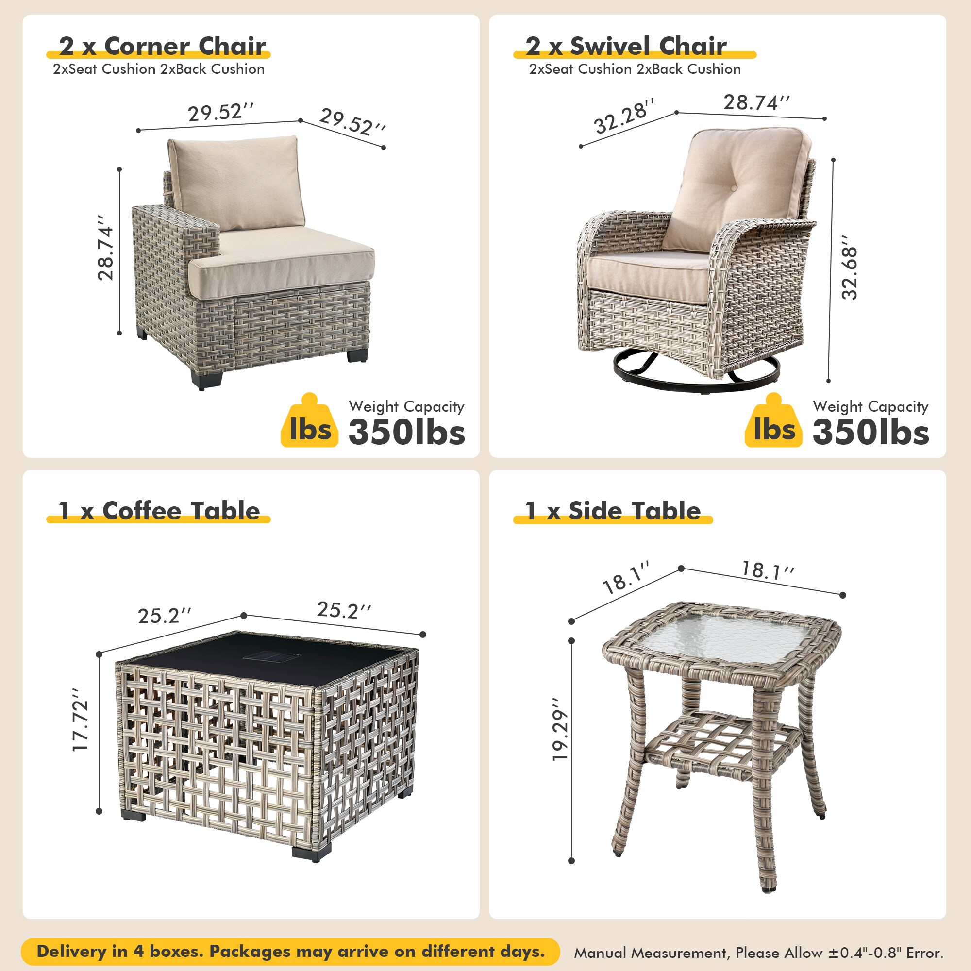 XIZZI XITBS6062-VNC Patio-Conversation-Sets - View #7