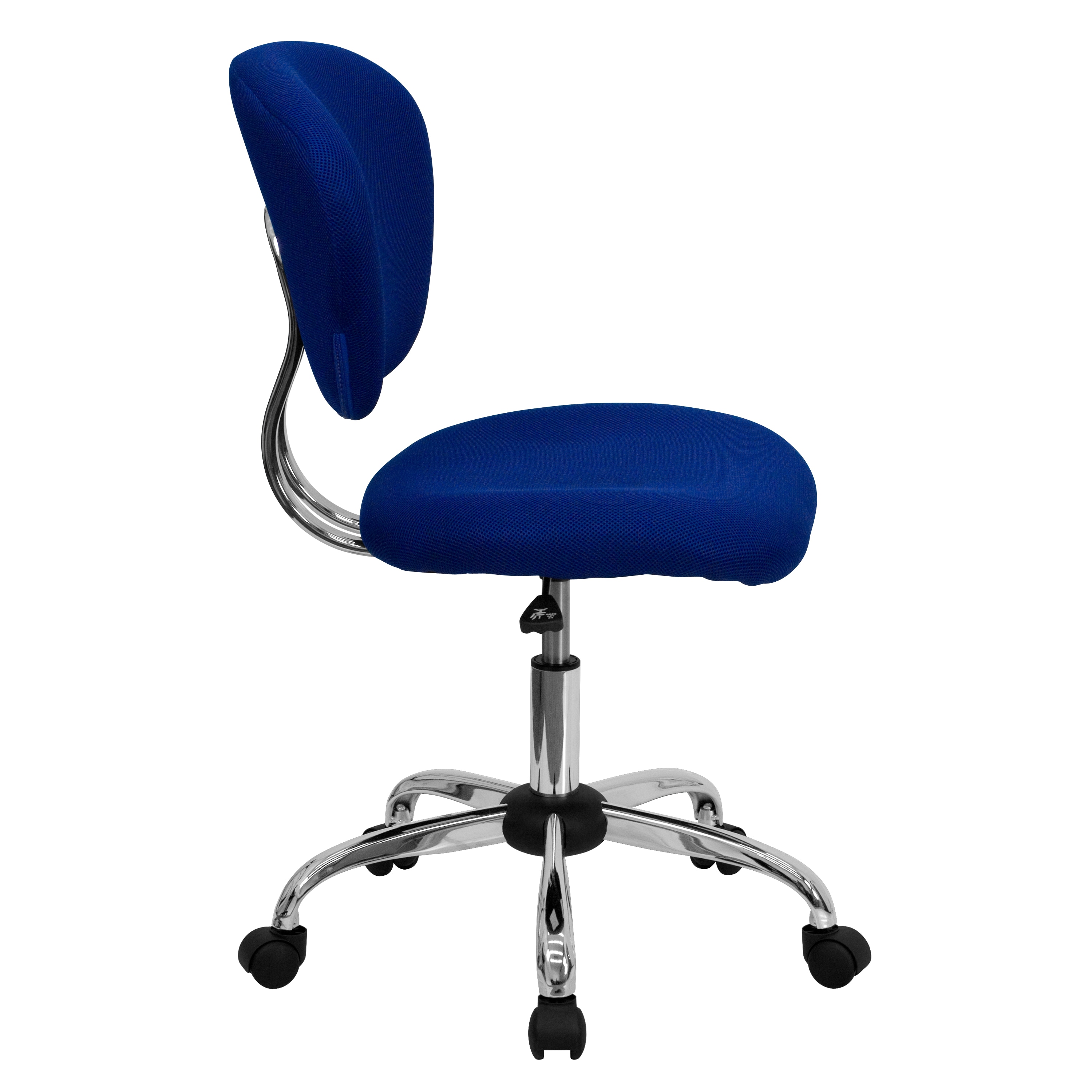 Blue Mesh Mid-Back Swivel Task Chair with Chrome Base