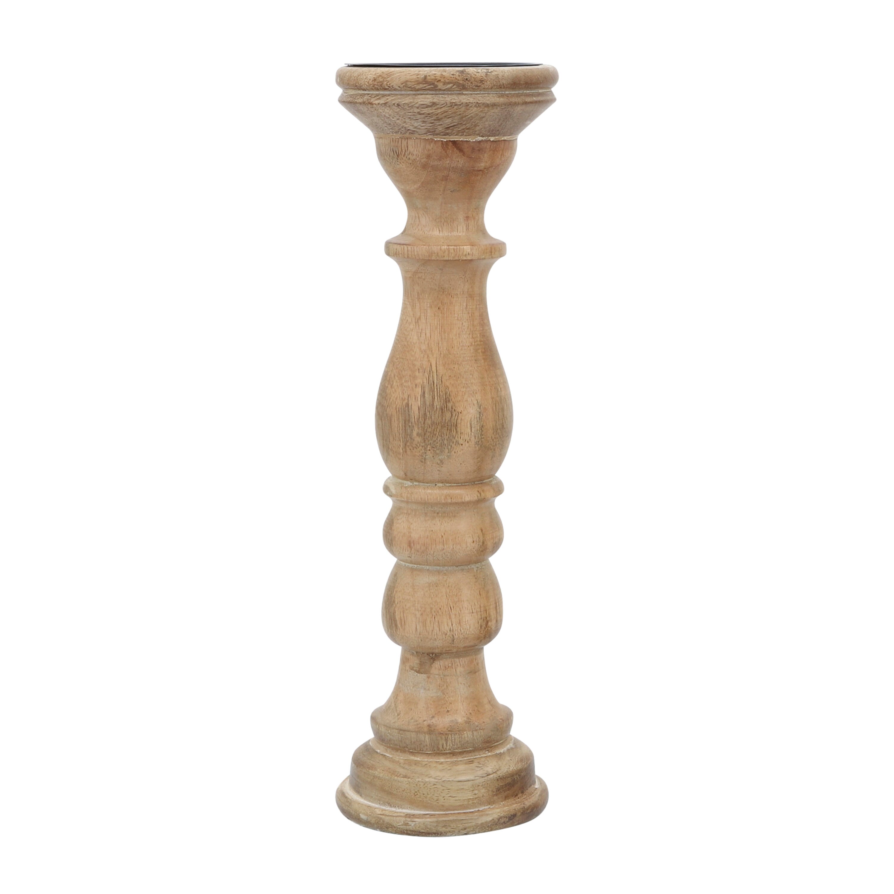 Sagebrook Home 16207-03 1 Candle Wood Pillar Candle Holder