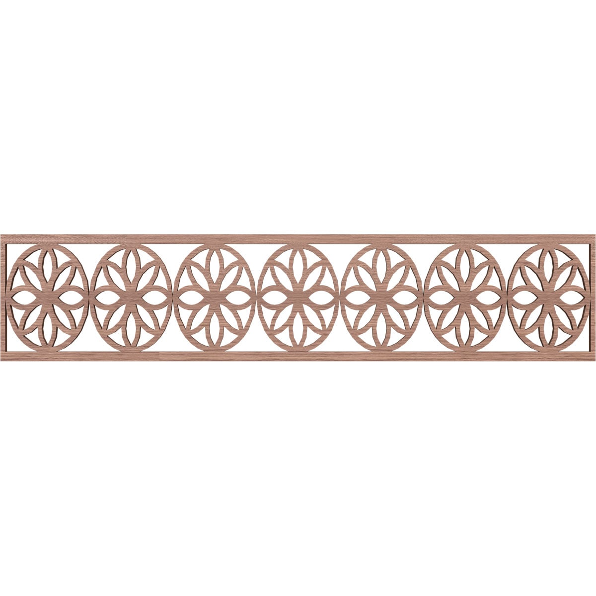 Ekena Millwork MLDB10X46BLUWA Blume Fretwork Flat Trim 10-in x 3.9-ft Walnut Brown Unfinished 2157419 Pierced Wall Panel Moulding