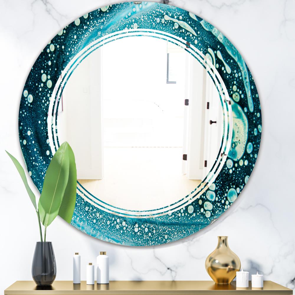 Designart MIR14362-C4-C32 31.5-Inches W x 31.5-Inches H Round Blue Polished Frameless Wall Mirror